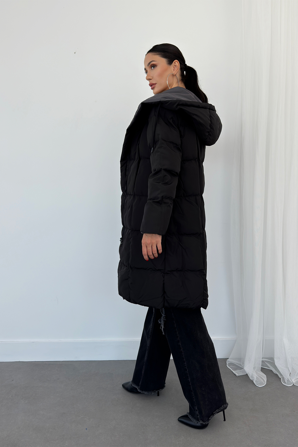 Çift Taraflı Uzun Şişme Mont AD-K50501LNW_