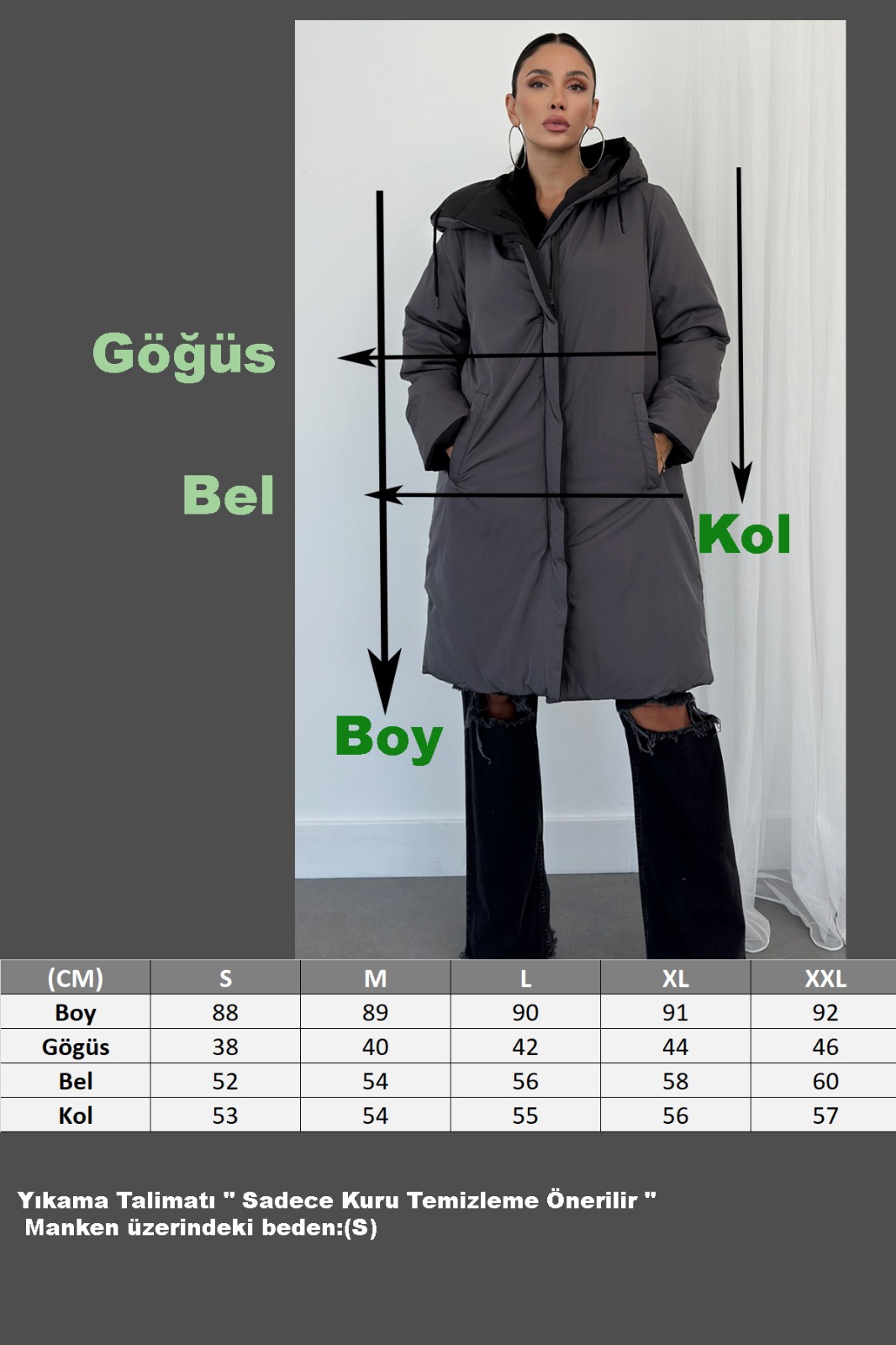 Çift Taraflı Uzun Şişme Mont AD-K50501LNW_