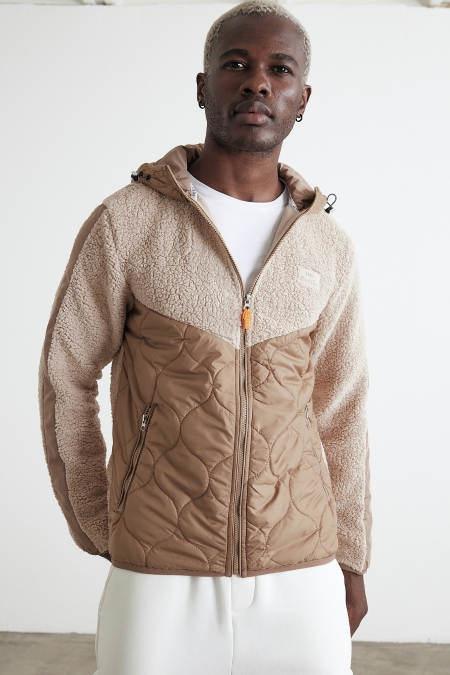 Kapüşonlu Peluş Mont AE-K86034PRM_