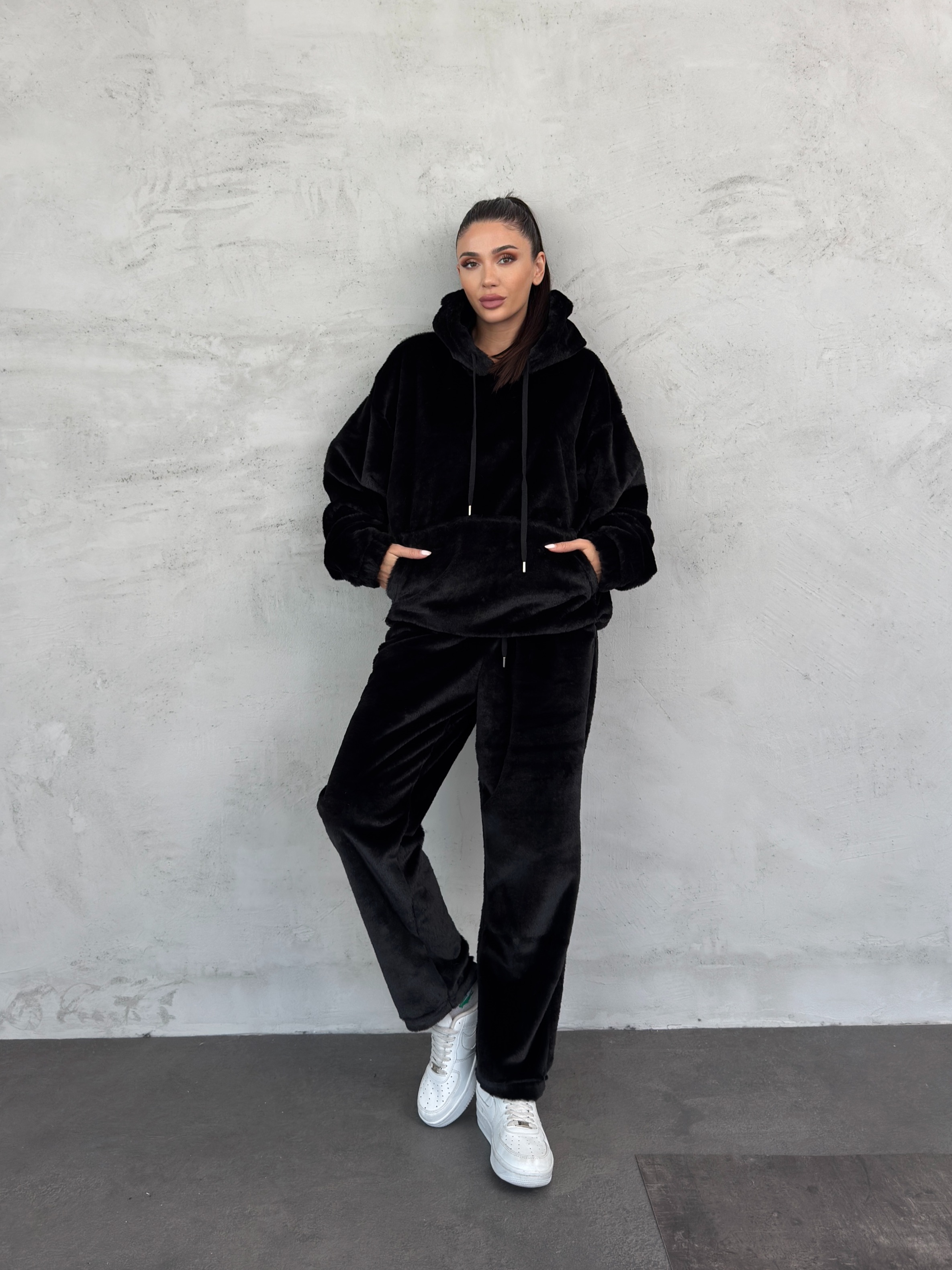 Peluş Sweat ve Pantolon 2`li Takım AF-K86046B_