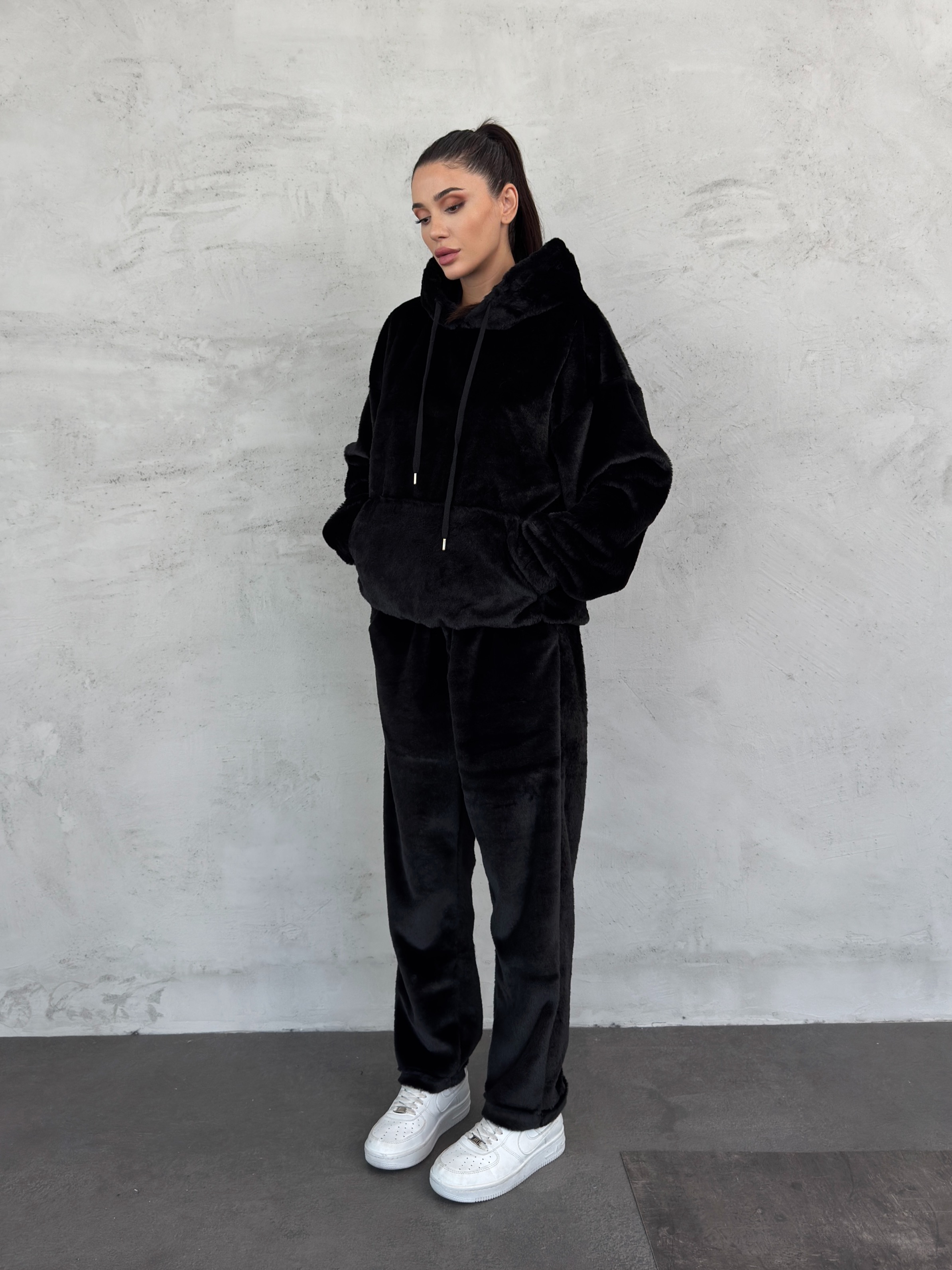 Peluş Sweat ve Pantolon 2`li Takım AF-K86046B_