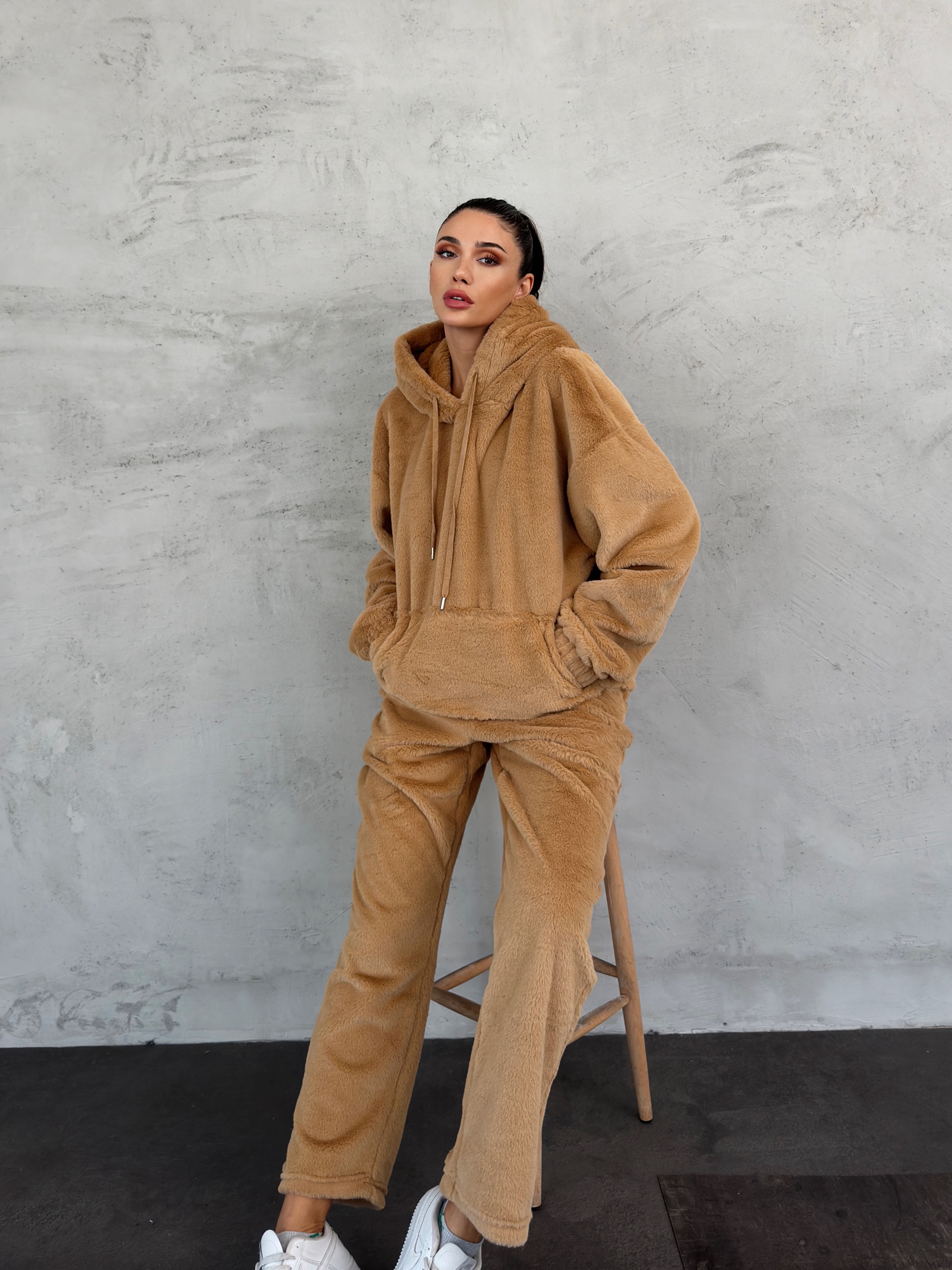 Peluş Sweat ve Pantolon 2`li Takım AF-K86046B_