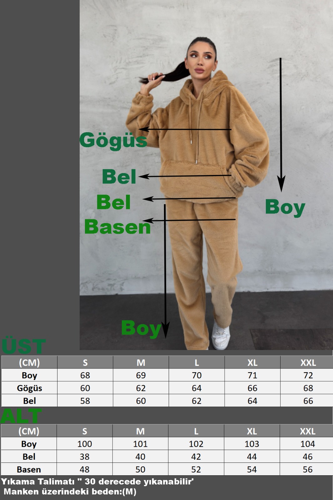 Peluş Sweat ve Pantolon 2`li Takım AF-K86046B_