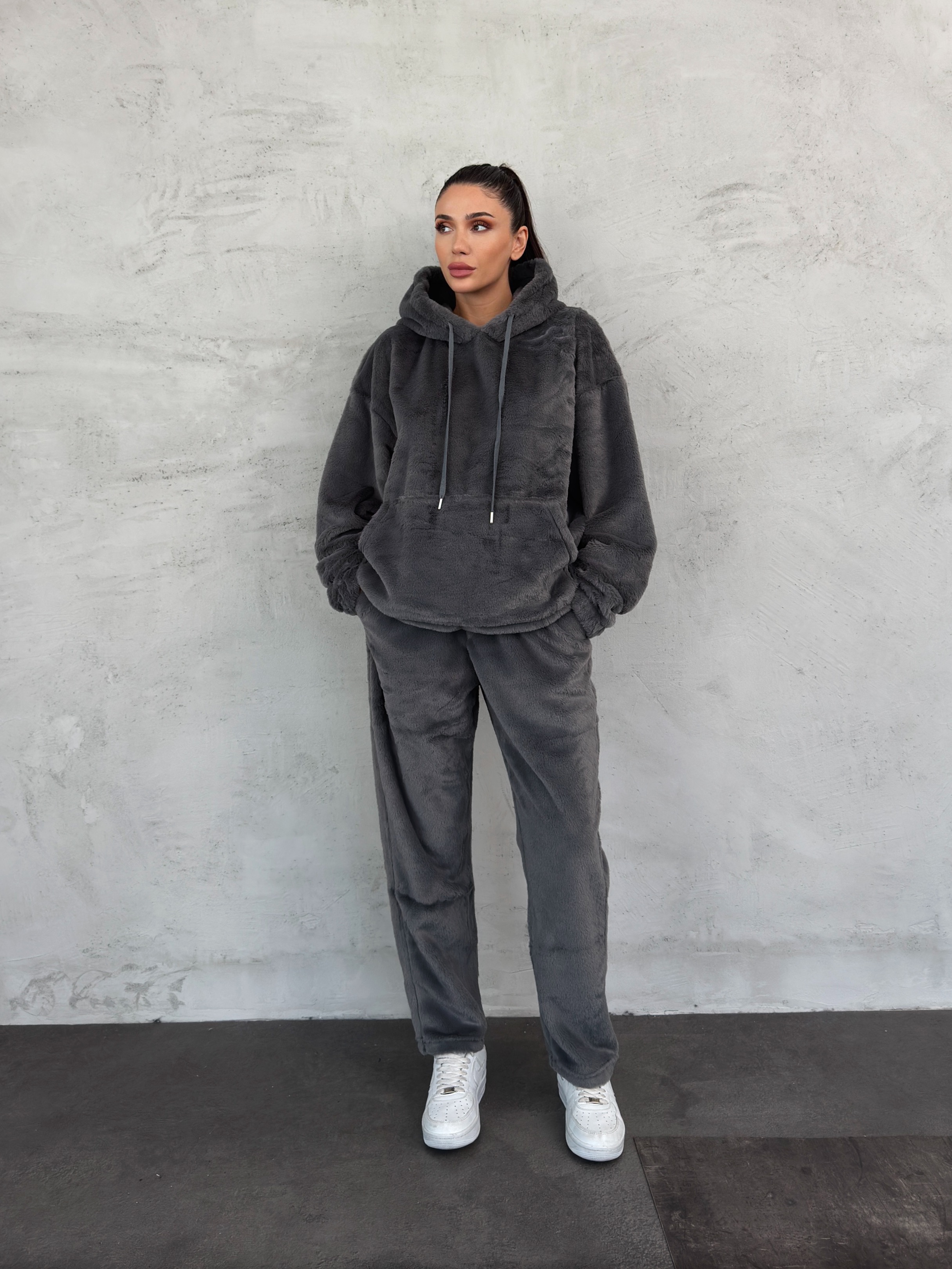 Peluş Sweat ve Pantolon 2`li Takım AF-K86046B_