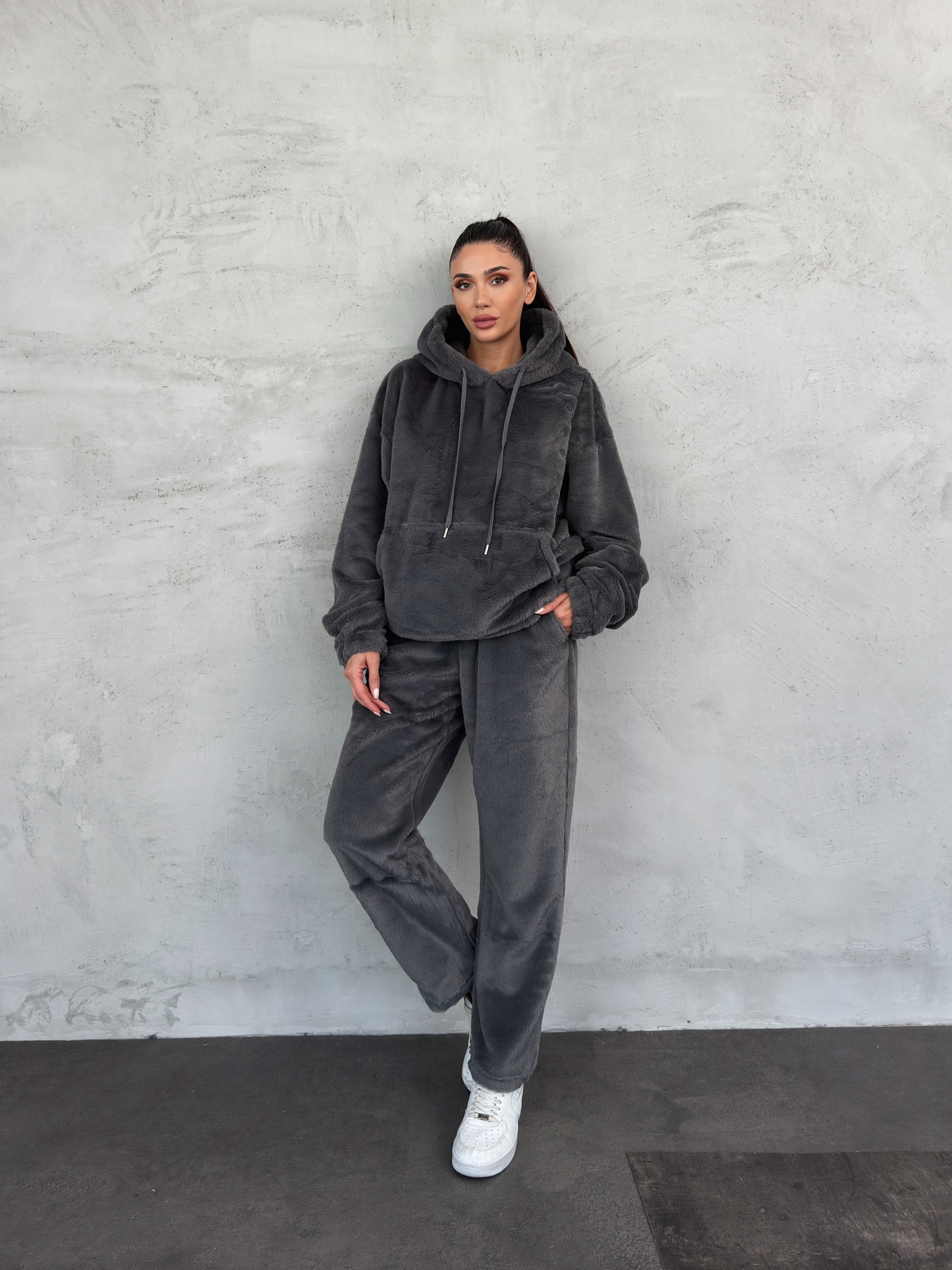Peluş Sweat ve Pantolon 2`li Takım AF-K86046B_