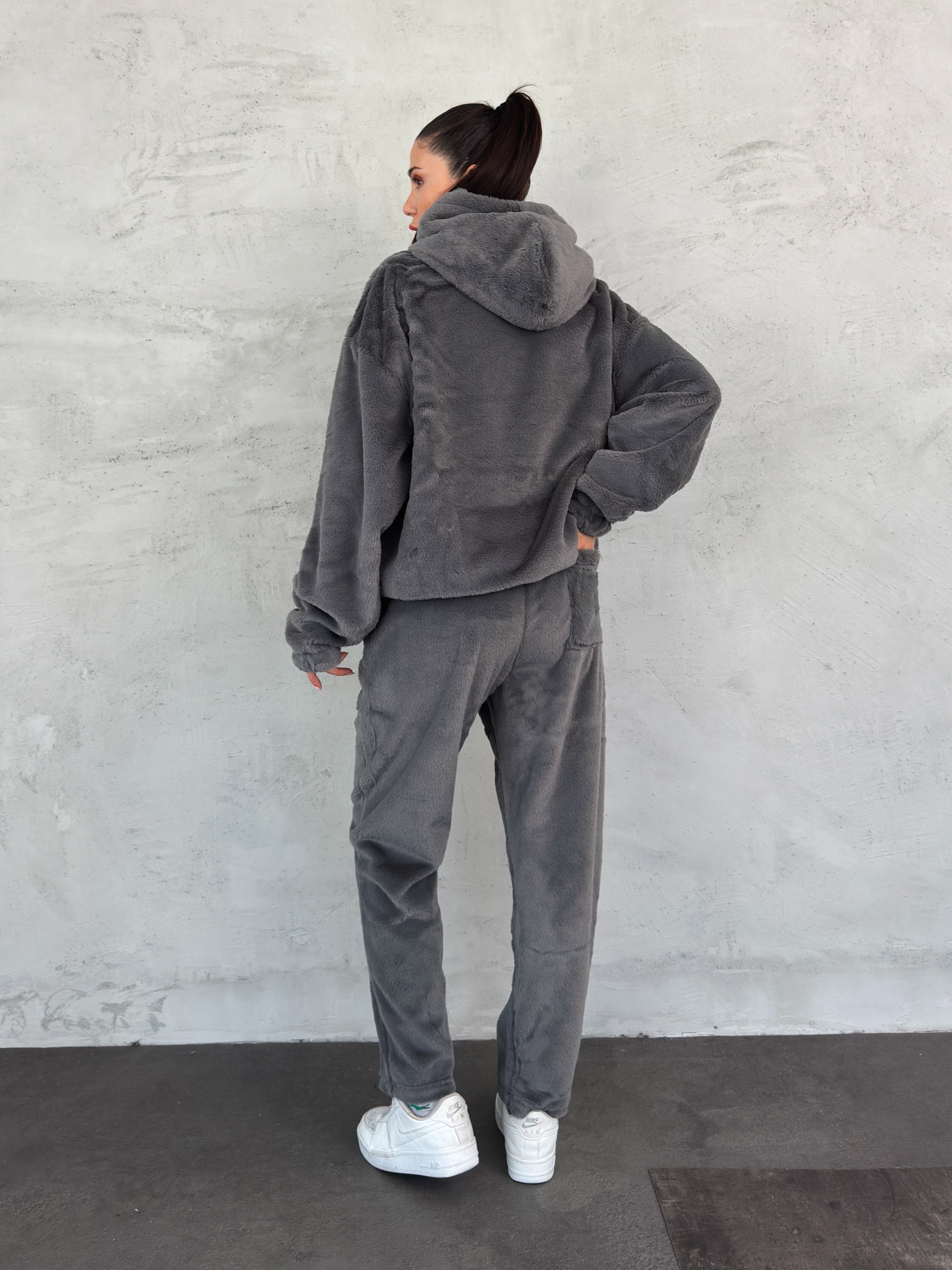 Peluş Sweat ve Pantolon 2`li Takım AF-K86046B_