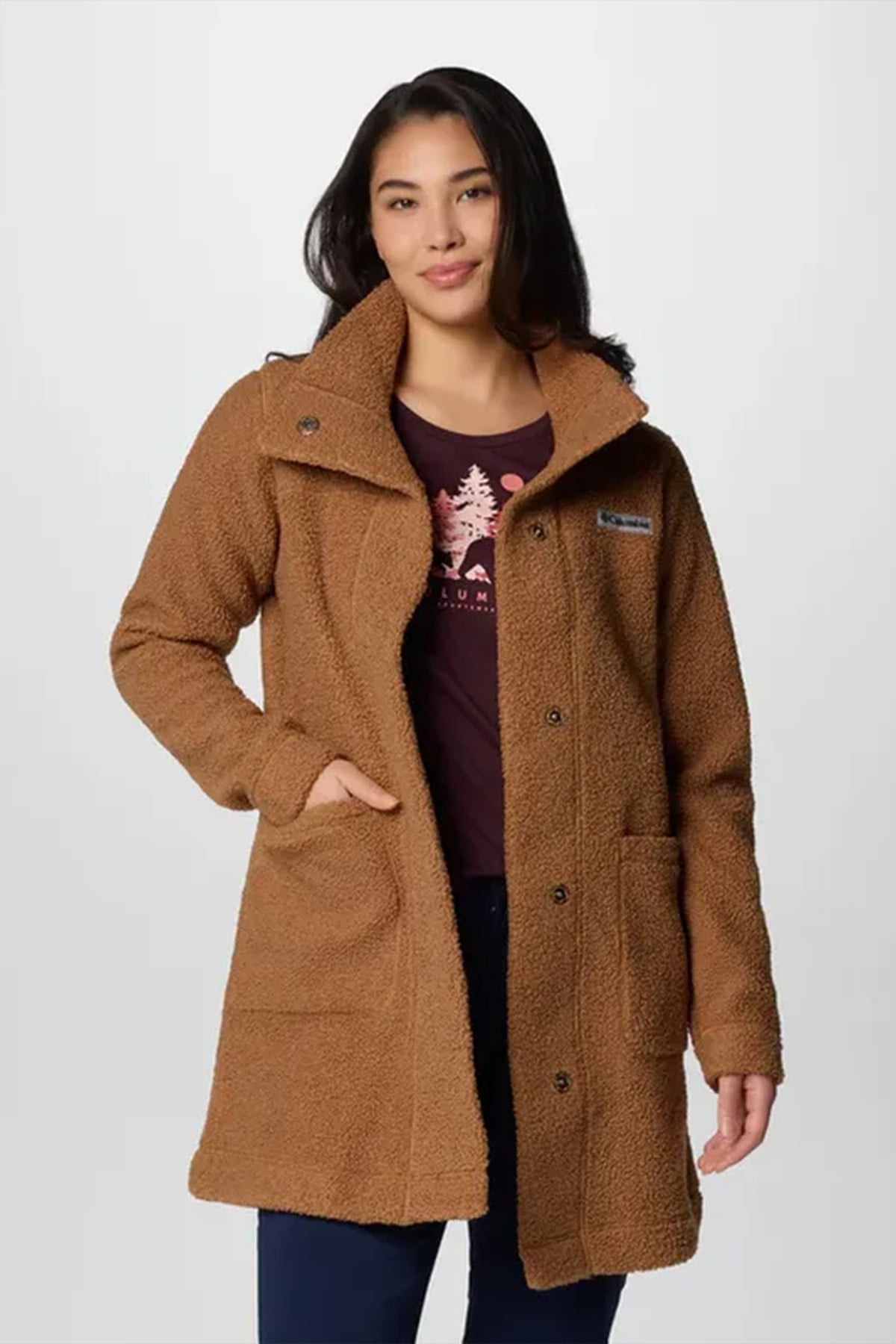 レディースSHOP~MANEMANE~ Columbia Kadın Yeşil Ceket ve Yağmurluk-Kahverengi