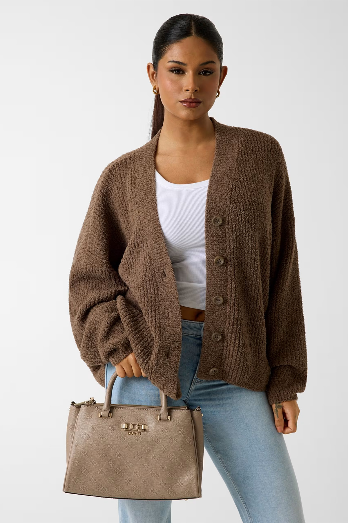 ◇038 ANISE TRIPLE COMP SATCHEL-DARK OAK