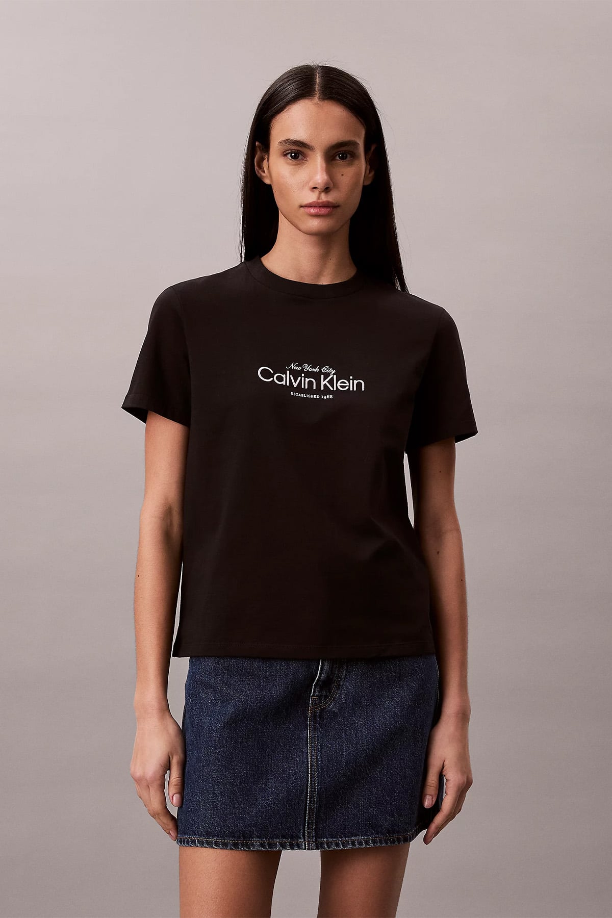 CLASSIC CK NYC LOGO KADIN SİYAH TİŞÖRT-BLACK
