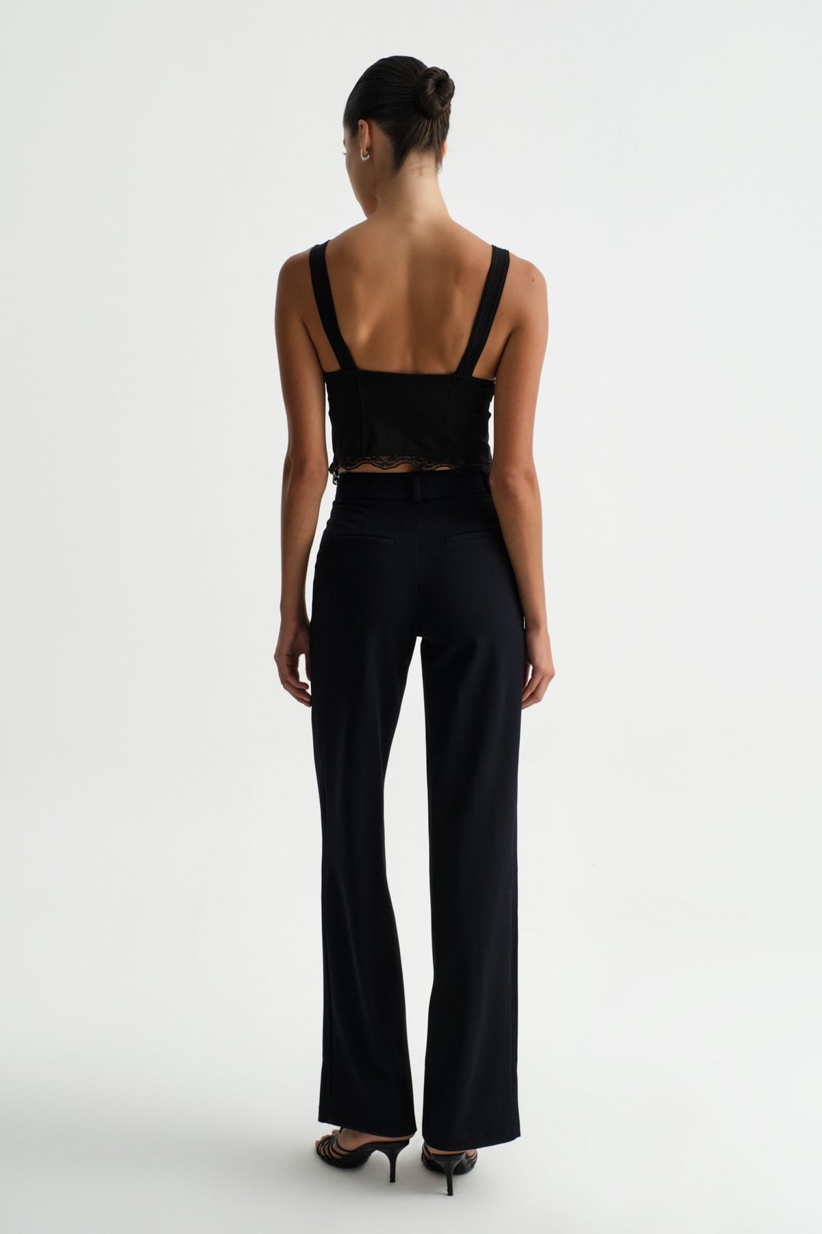 Premium VENTO Orta Bel Wide Leg Dokuma Pantolon |  