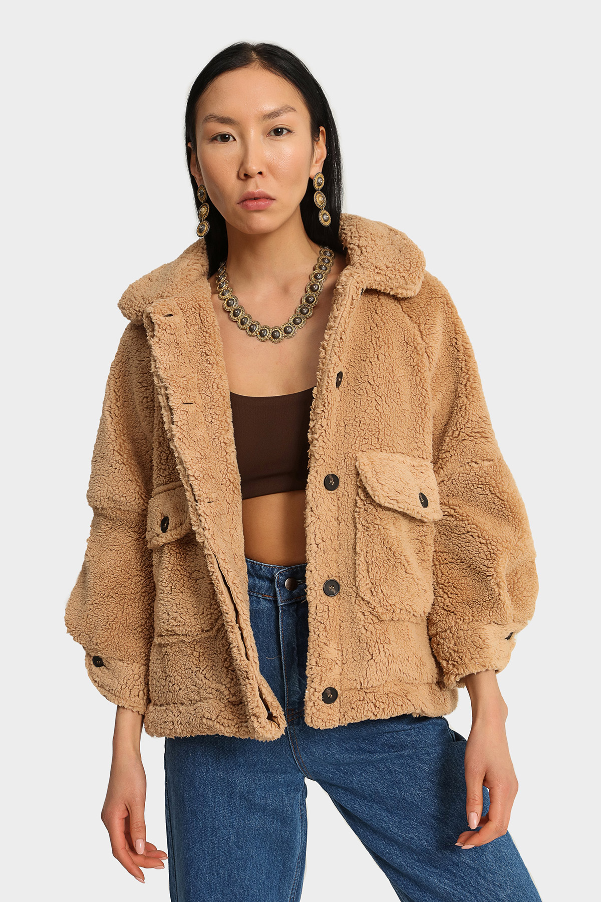 Oversize Peluş Mont | Açelya Okçu 