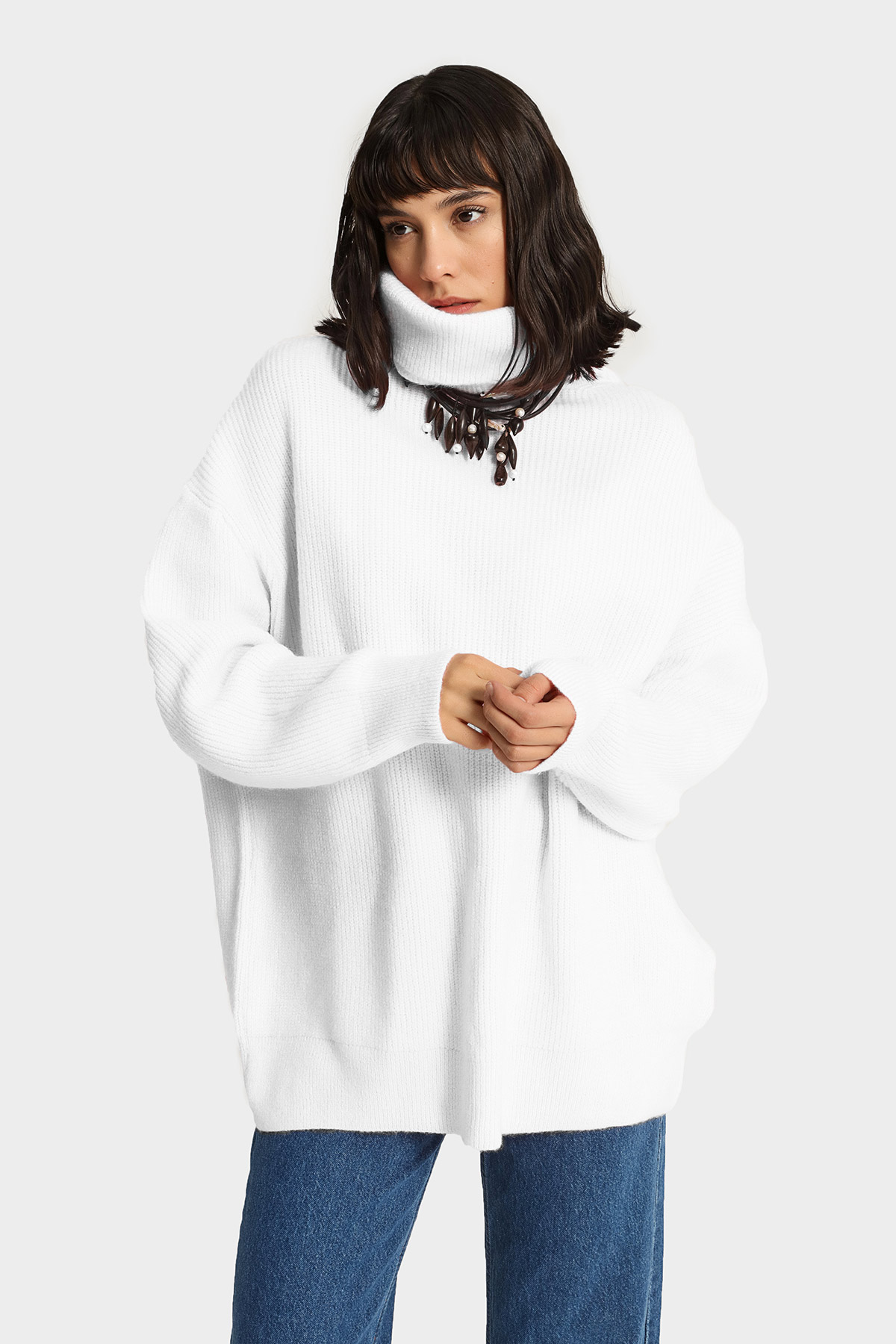 Balıkçı Yaka Oversize Kazak | Açelya Okçu 