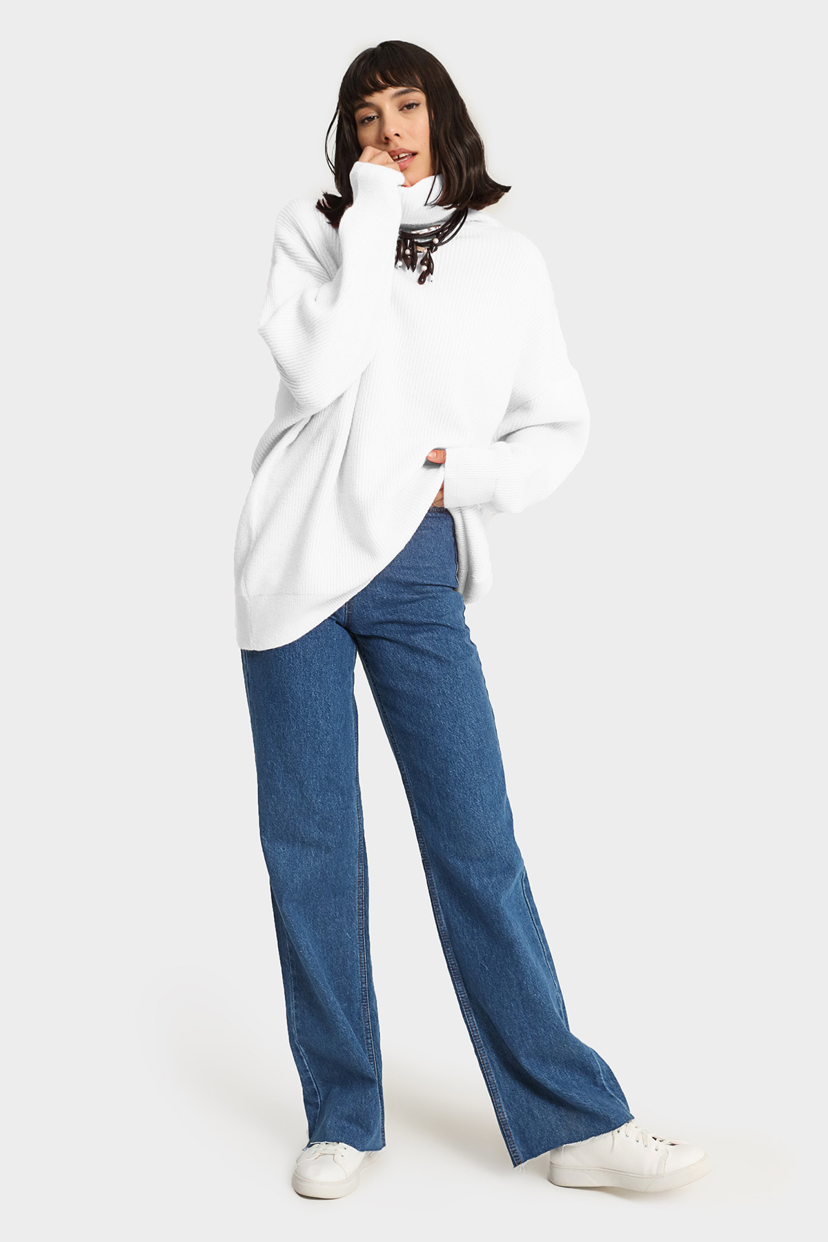 Balıkçı Yaka Oversize Kazak | Açelya Okçu 