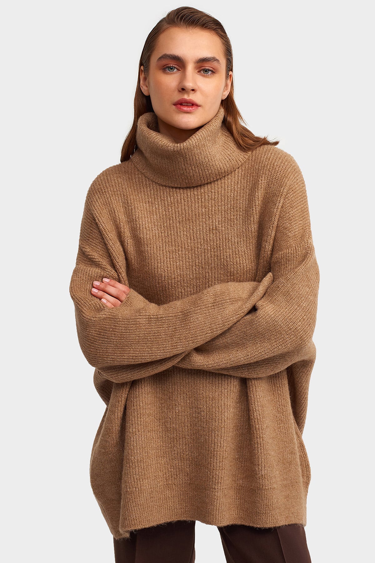 Balıkçı Yaka Oversize Kazak | Açelya Okçu 