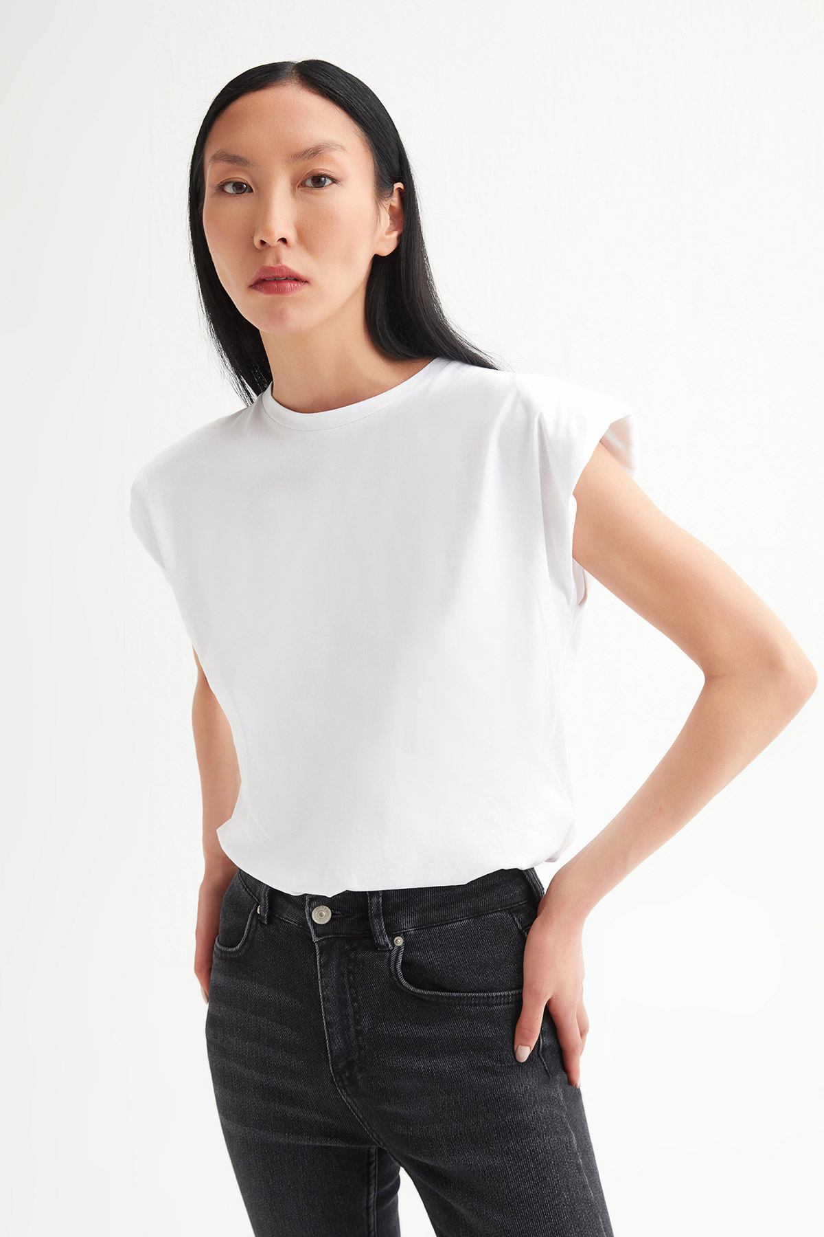 Tek dizi Yırtık Full Likralı Skinny Jean |  