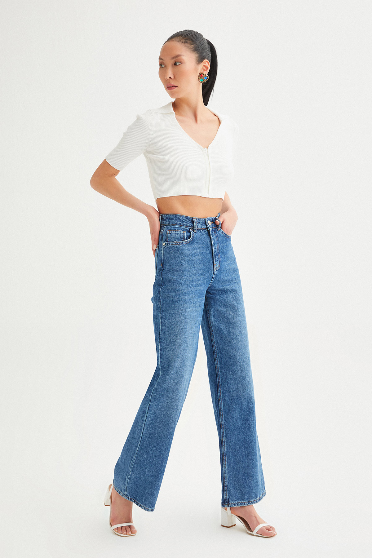 Yüksek Bel Palazzo Yıkamalı Jean | Açelya Okçu 