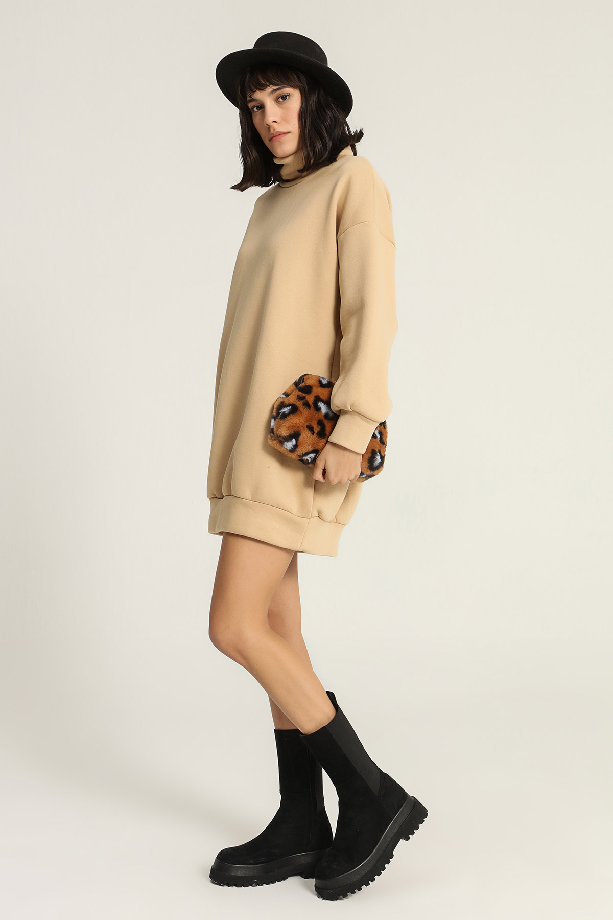 Boğazlı Sweat Elbise | Açelya Okçu 