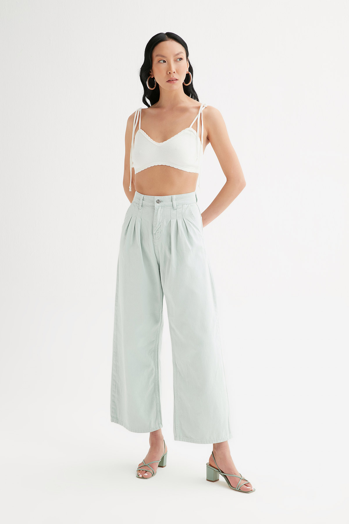 Yüksek Bel Gabardin Palazzo Jean | Açelya Okçu 