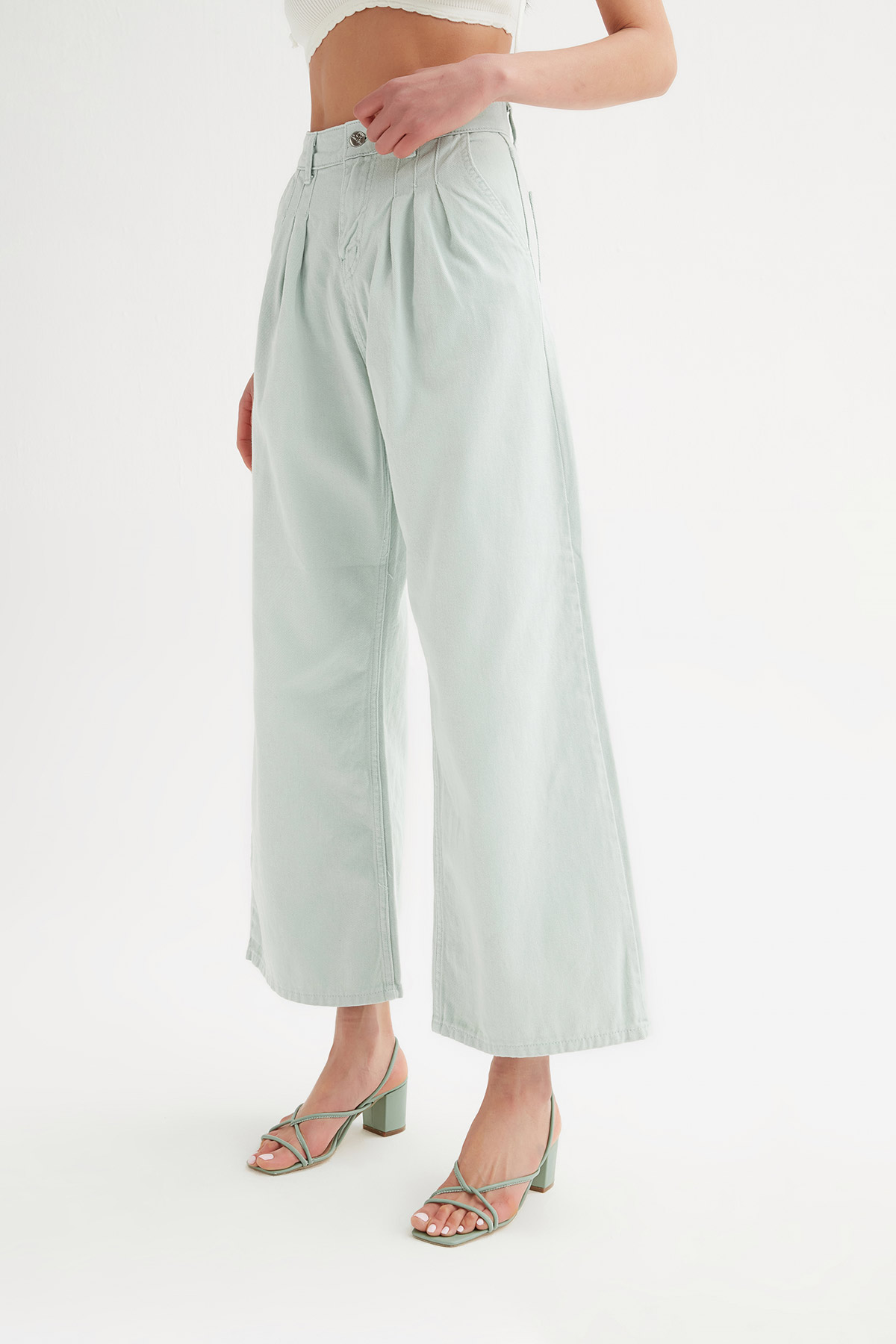 Yüksek Bel Gabardin Palazzo Jean | Açelya Okçu 