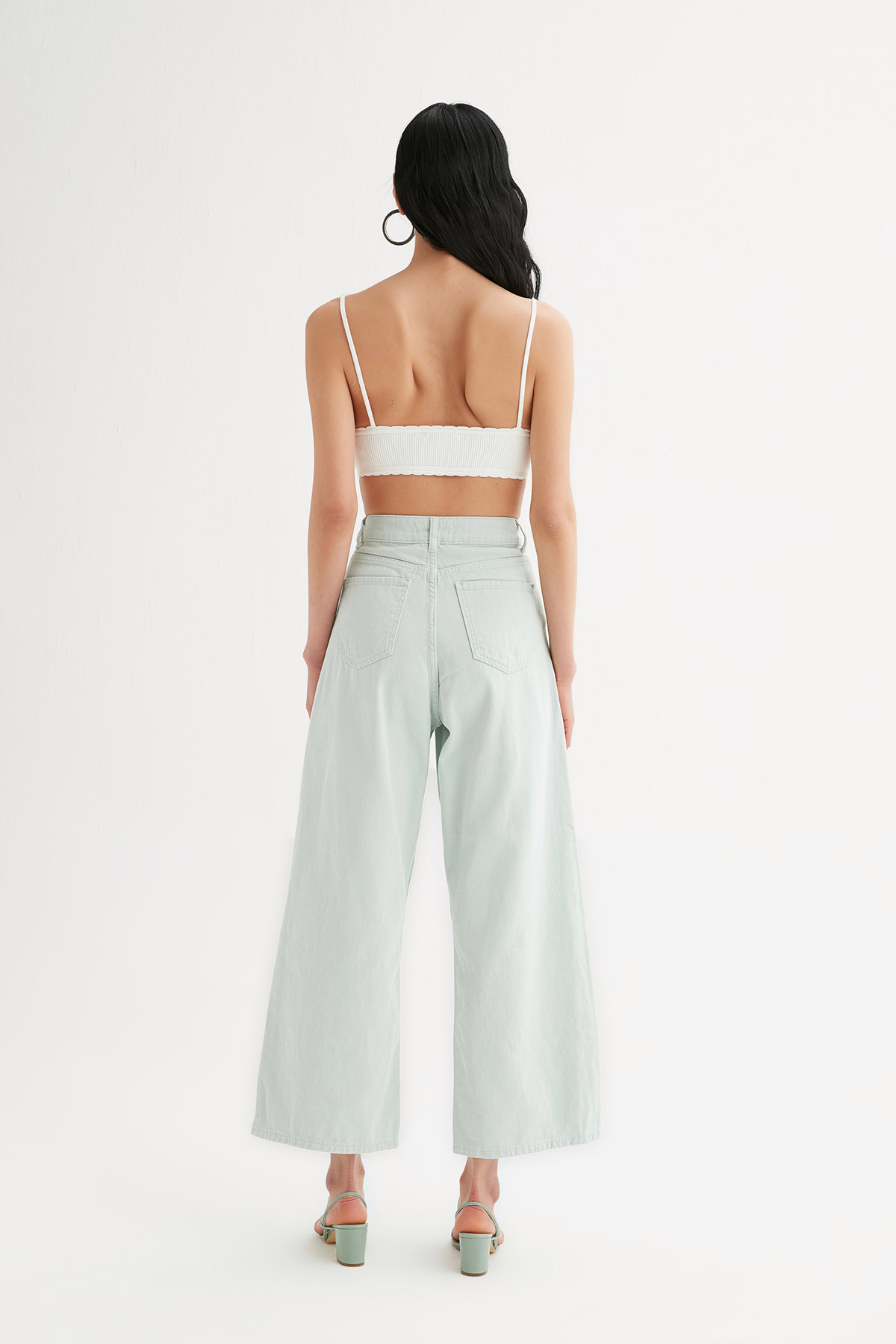 Yüksek Bel Gabardin Palazzo Jean | Açelya Okçu 