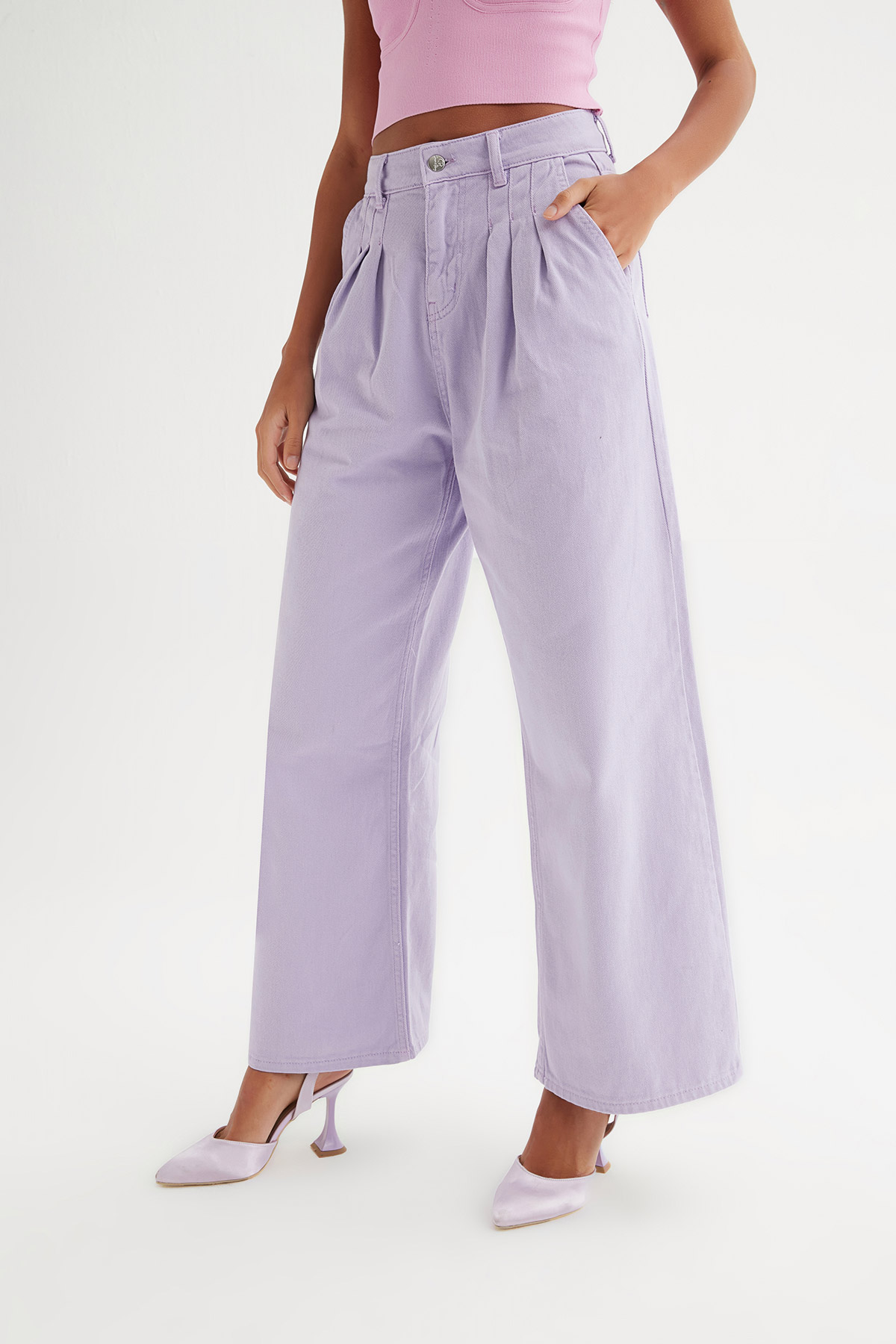 Yüksek Bel Gabardin Palazzo Jean | Açelya Okçu 