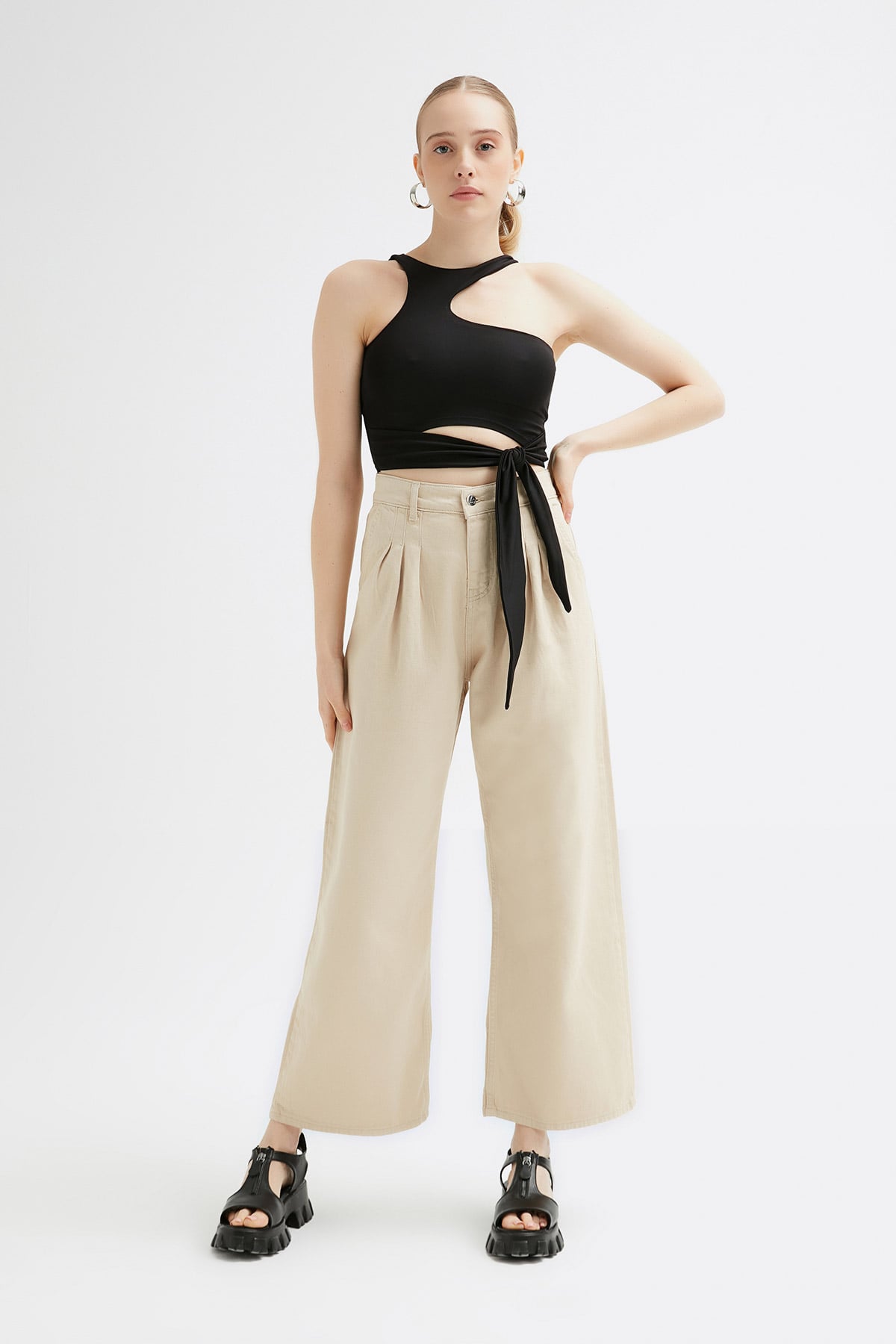 Yüksek Bel Gabardin Palazzo Jean |  
