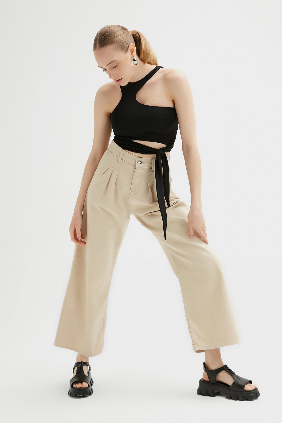 Yüksek Bel Gabardin Palazzo Jean |  