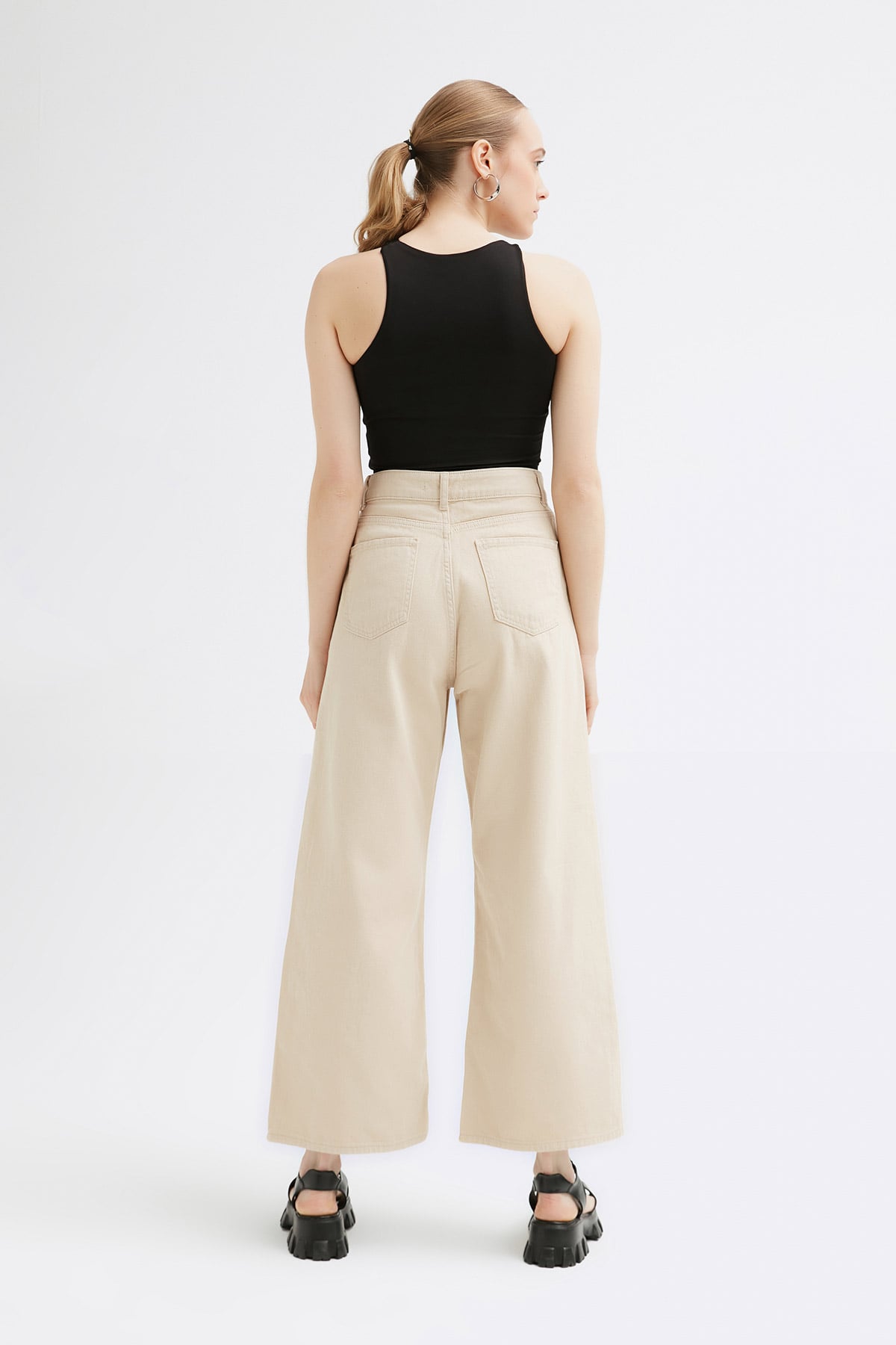 Yüksek Bel Gabardin Palazzo Jean |  