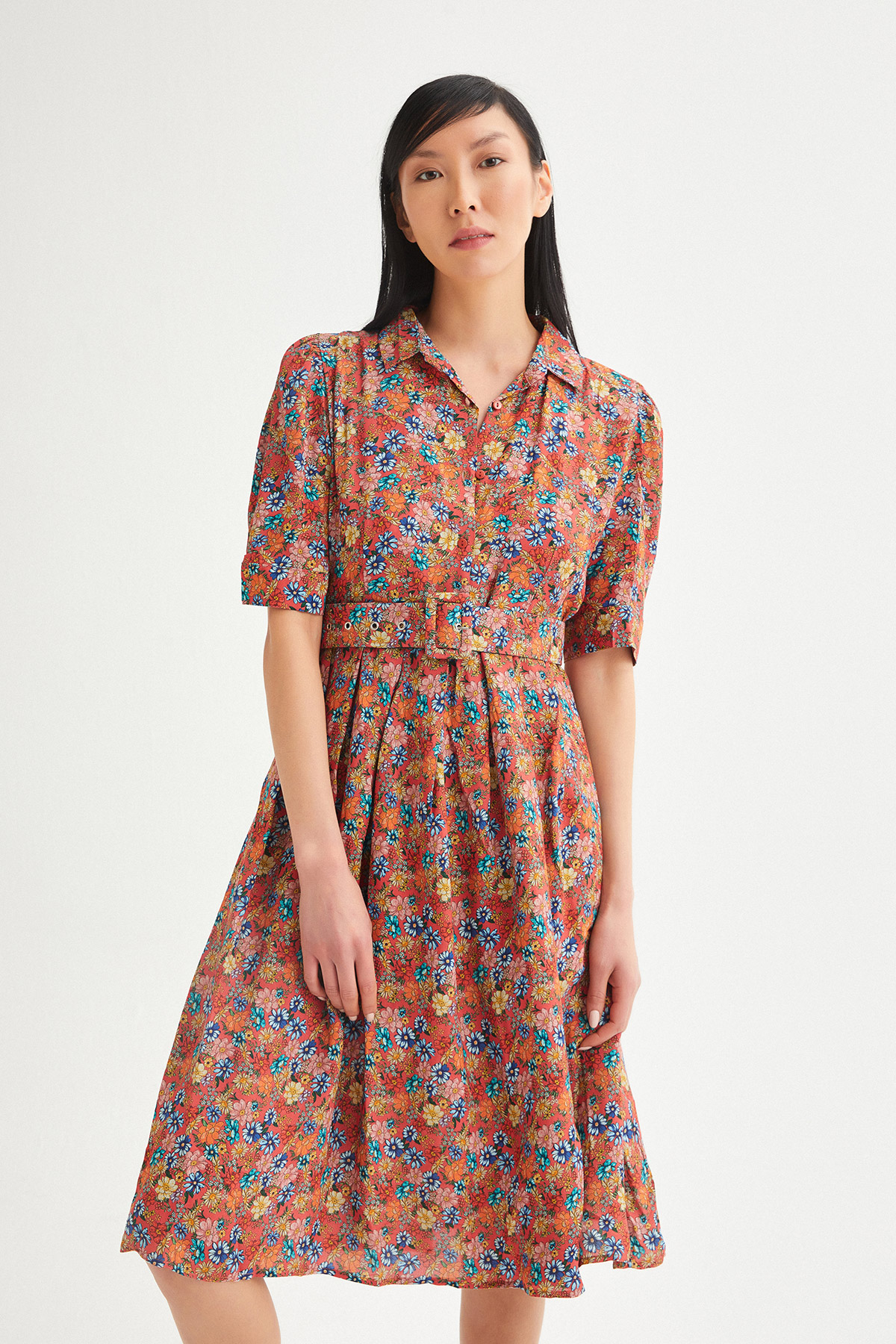Karpuz Kol Oversize Piliseli Elbise | Açelya Okçu 