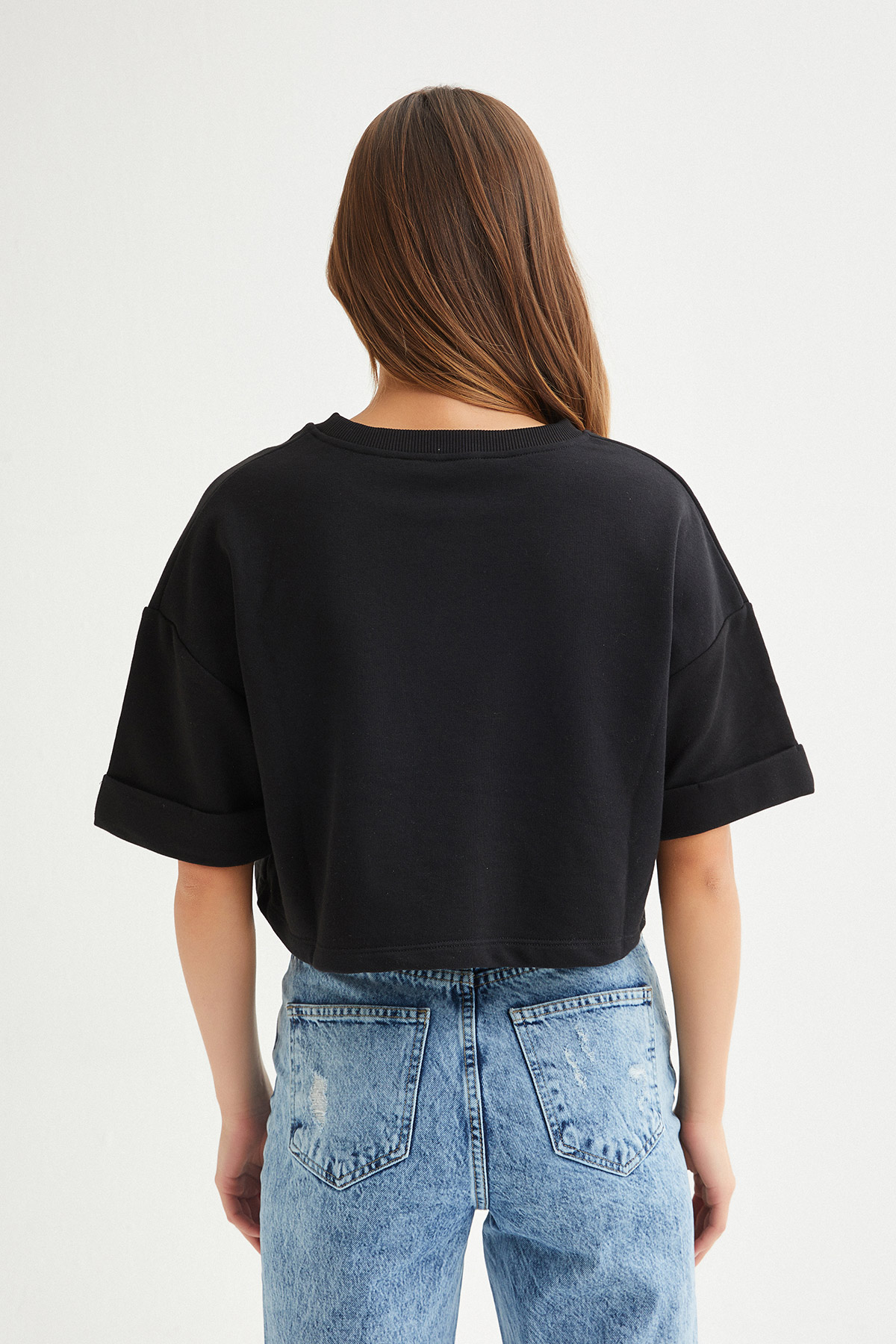Duble Kol Oversize Crop Sweat | Açelya Okçu 