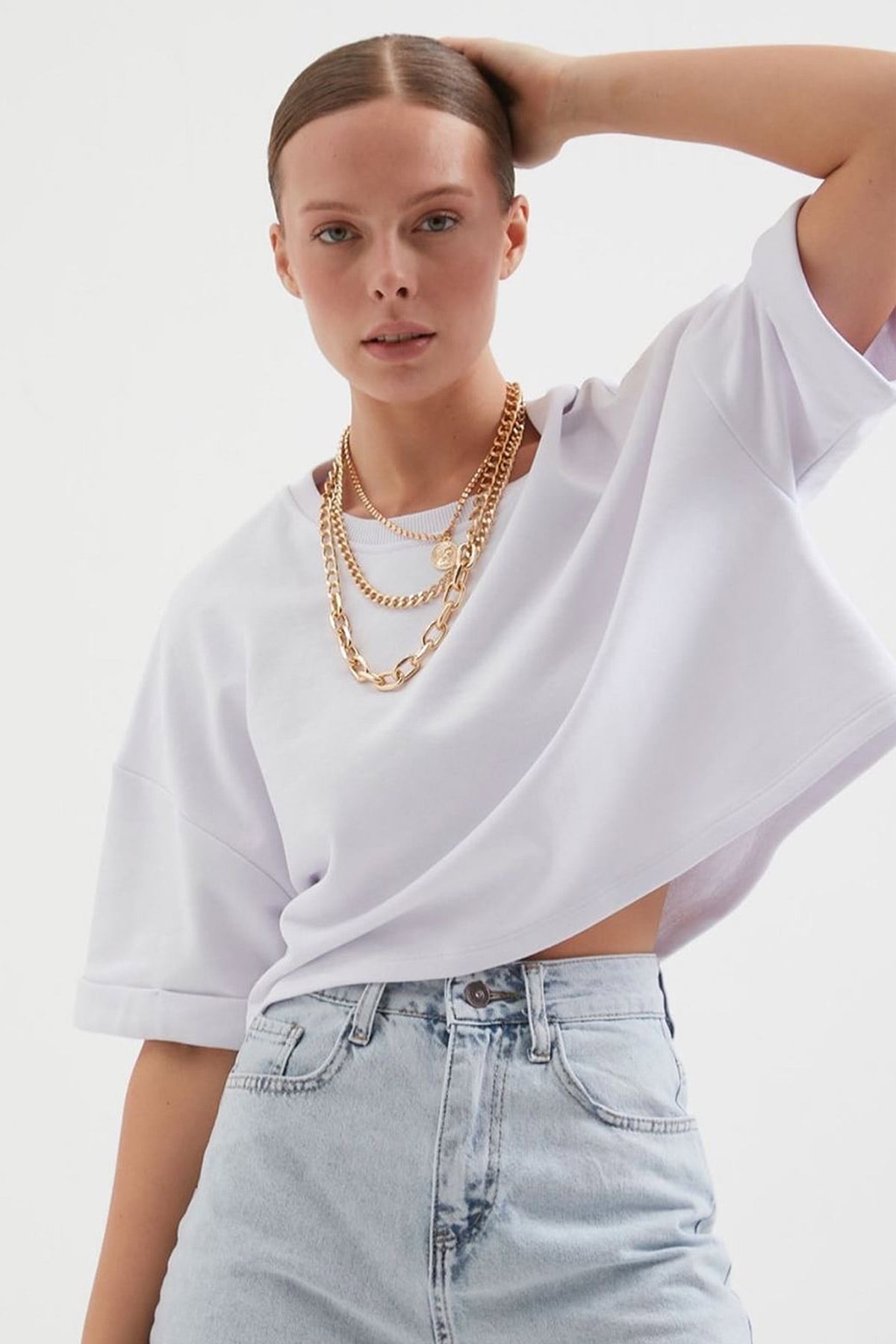 Duble Kol Oversize Crop Sweat |  