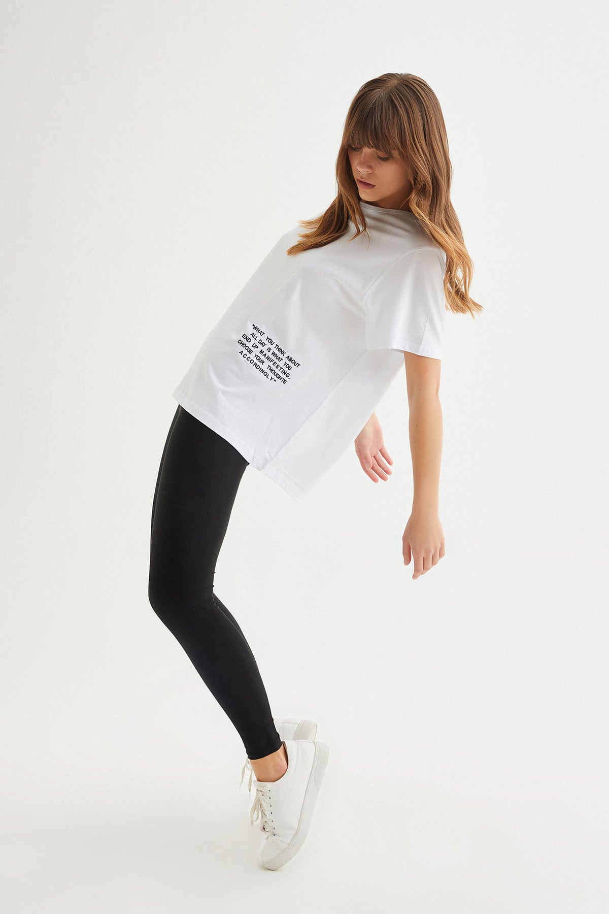Oversize Sloganlı Tshirt | Açelya Okçu 