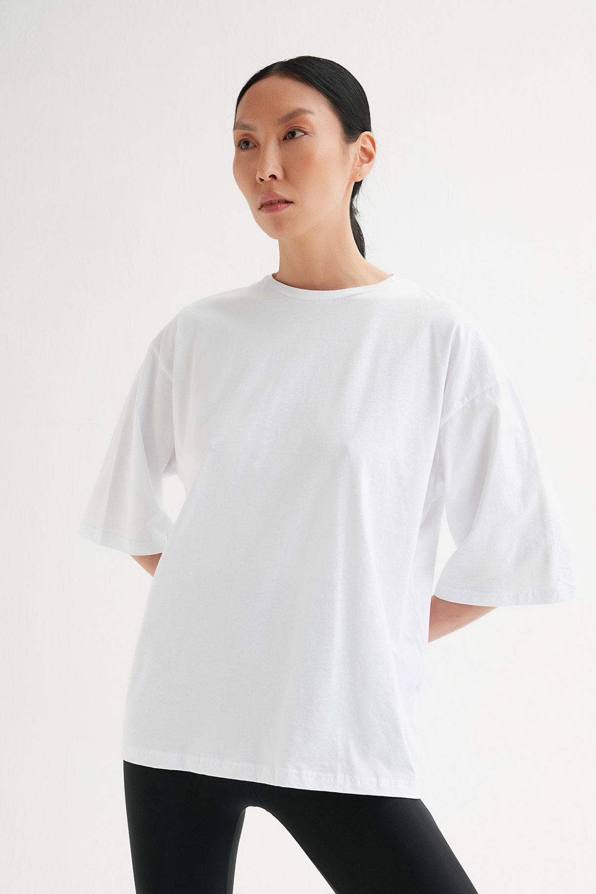 Düşük Kol Oversize Basic Tshirt | Açelya Okçu 