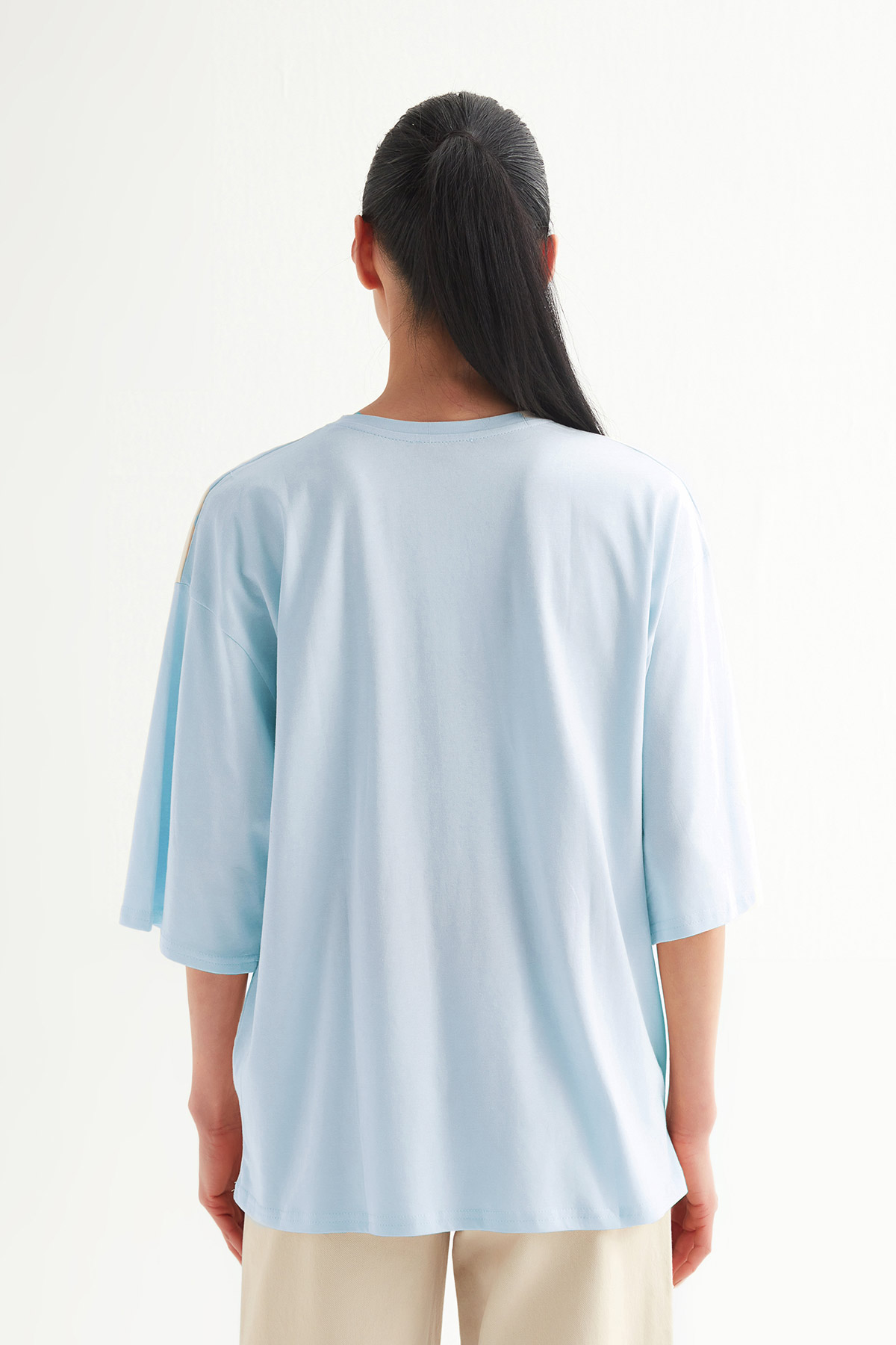 Düşük Kol Oversize Basic Tshirt | Açelya Okçu 