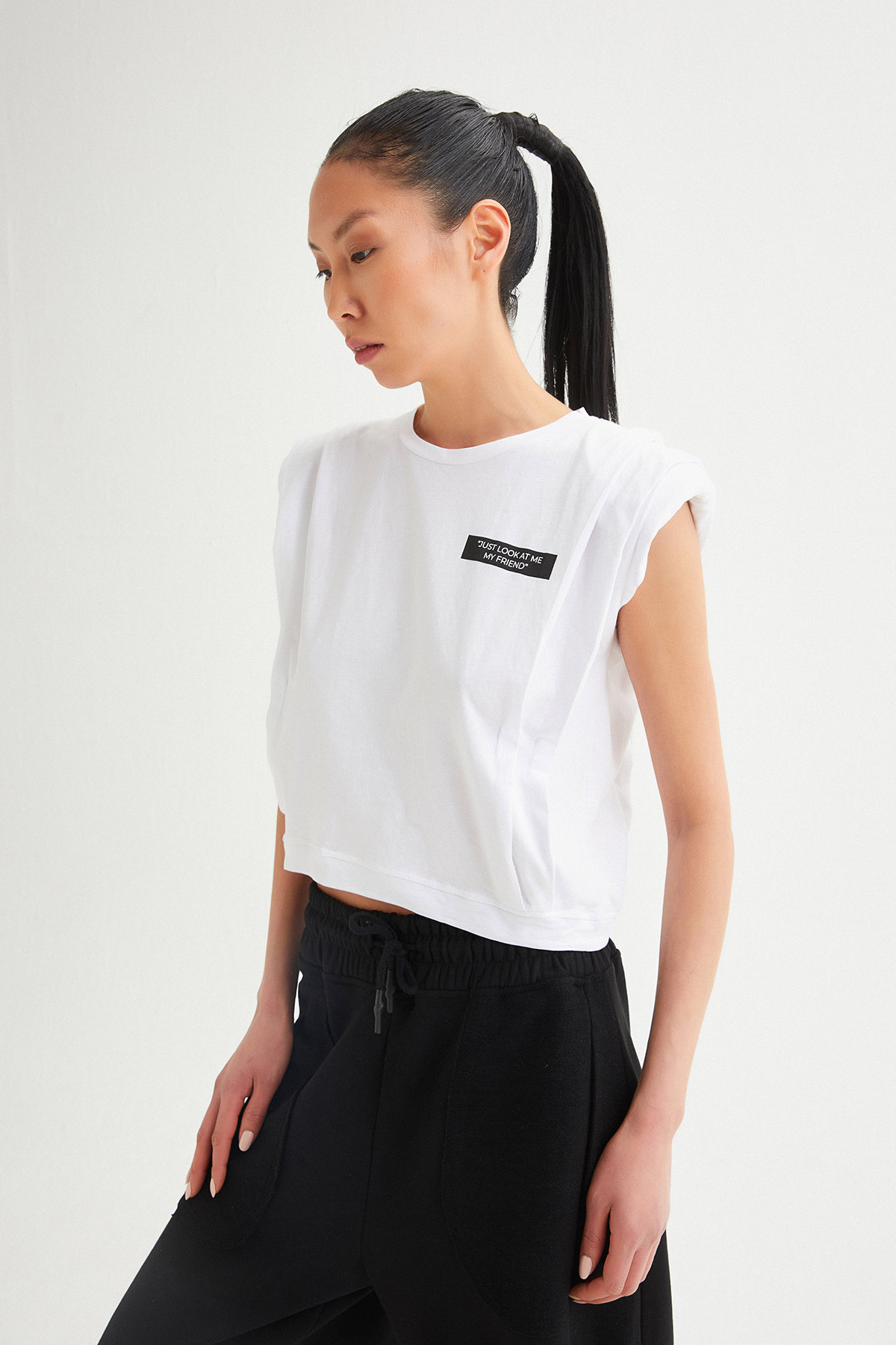  Vatkalı Sloganlı Tshirt | Açelya Okçu 