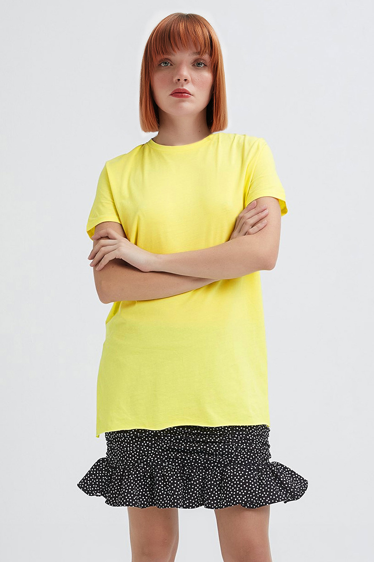 Basic Yırtmaçlı Oversize Tshirt | Açelya Okçu 
