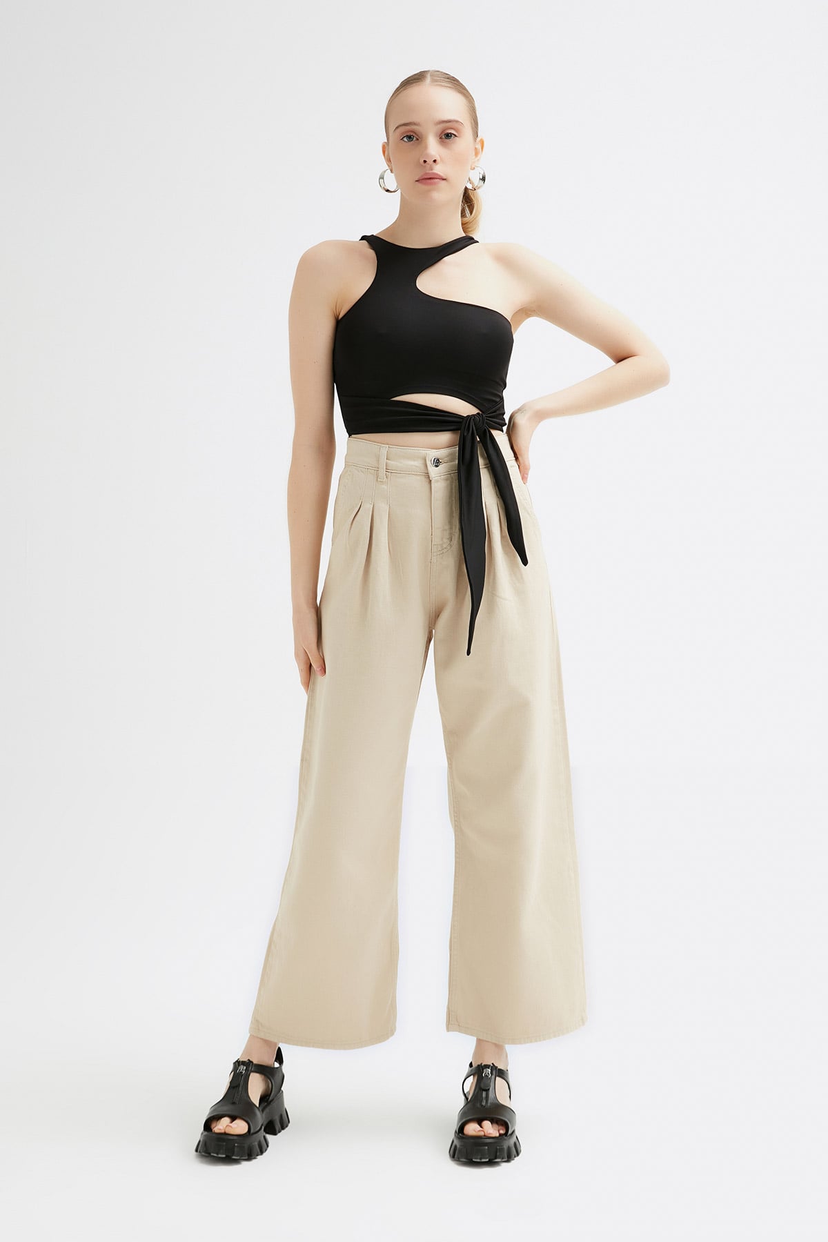 Tactel Bağlamalı Crop Bluz |  
