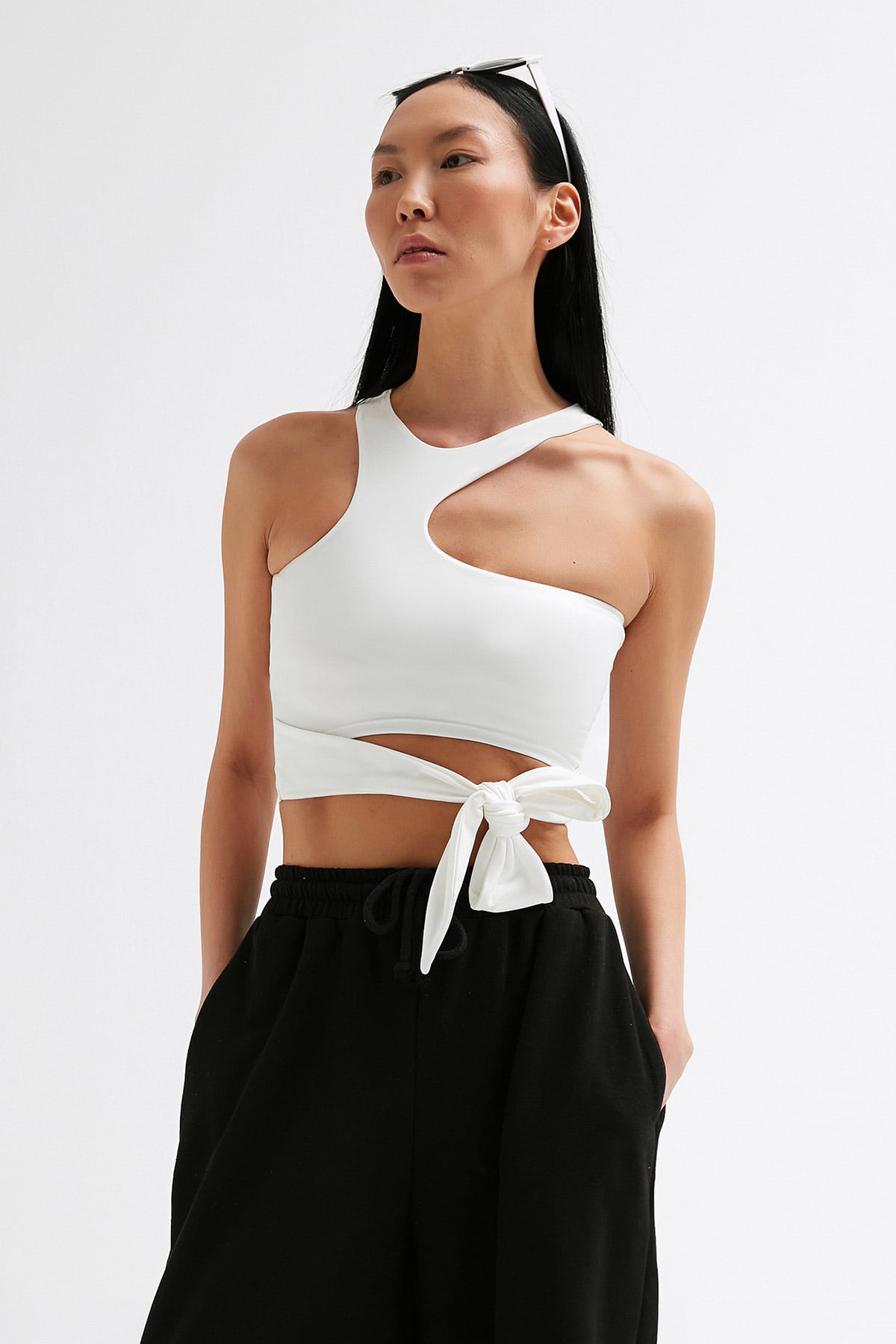 Tactel Bağlamalı Crop Bluz |  