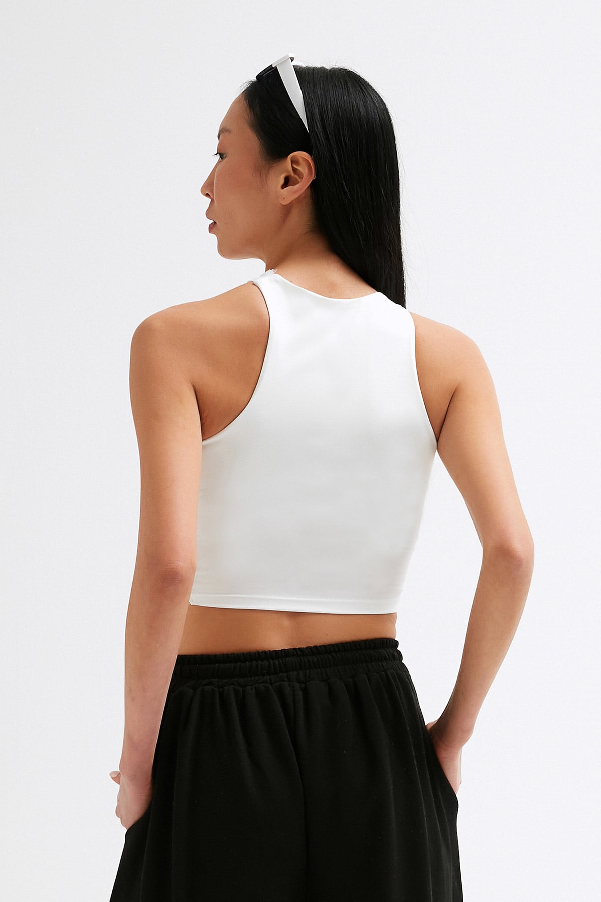 Tactel Bağlamalı Crop Bluz |  