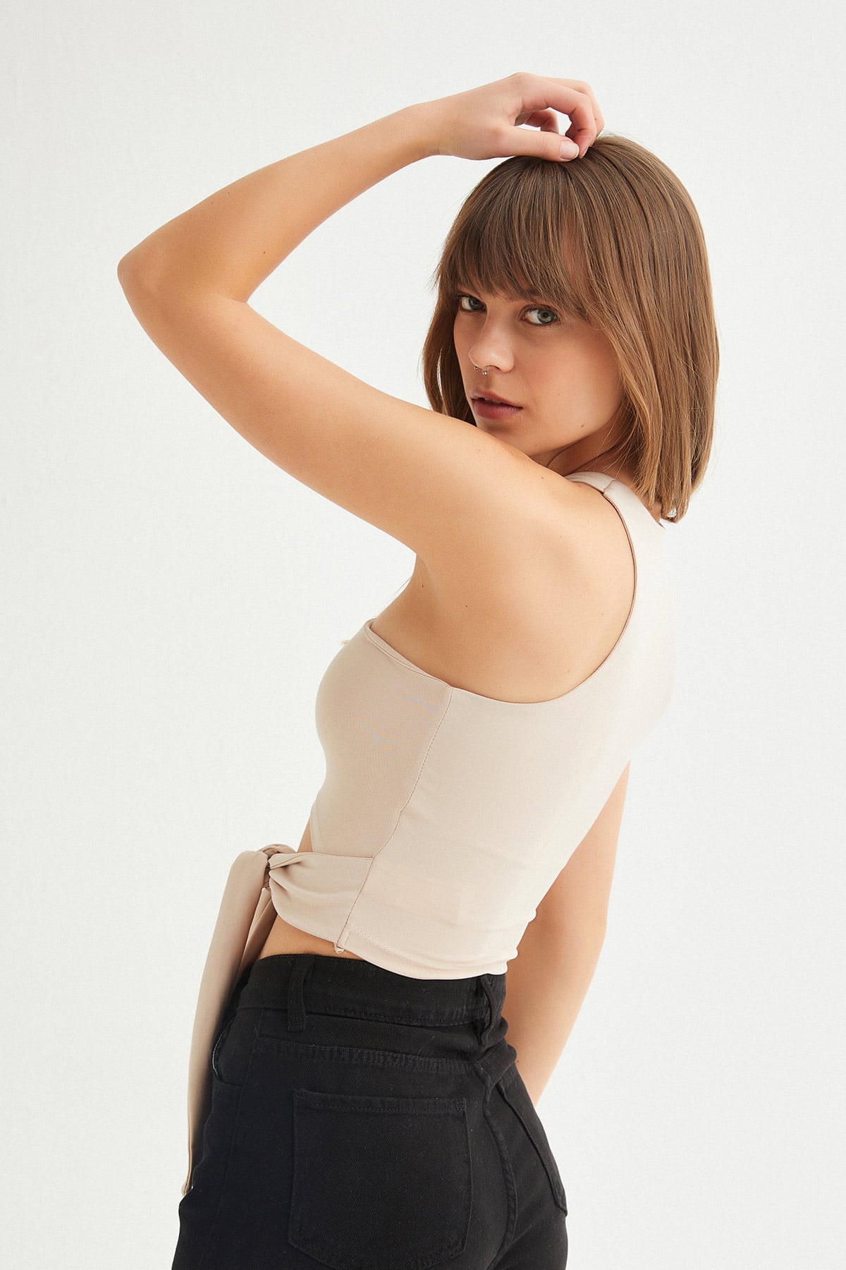 Tactel Bağlamalı Crop Bluz |  