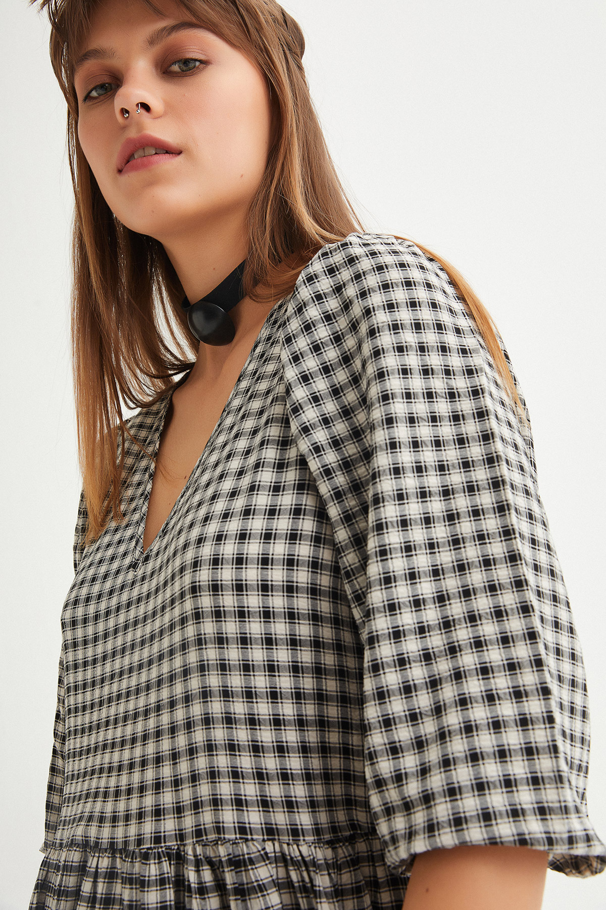 Pötükare Oversize Büzgülü Elbise | Açelya Okçu 