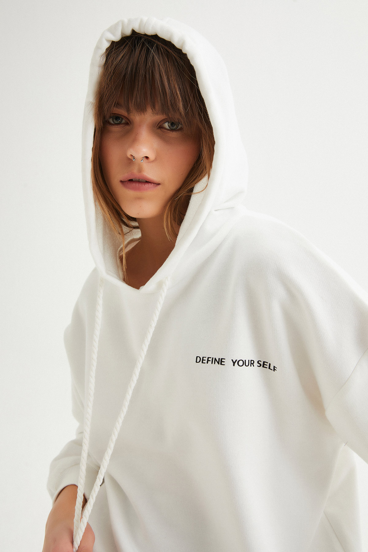 Kapüşonlu Sloganlı Sweat |  