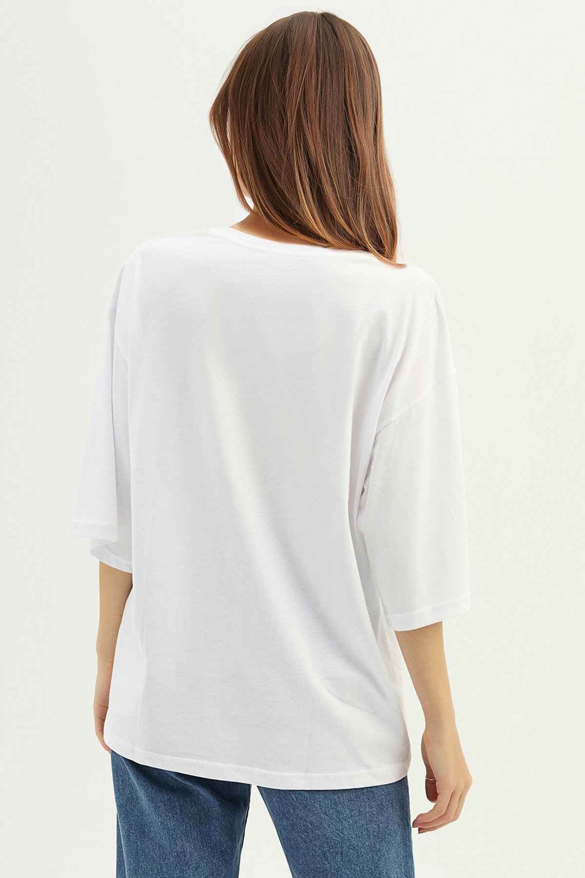Basic V Yaka Oversize Tshirt | Açelya Okçu 