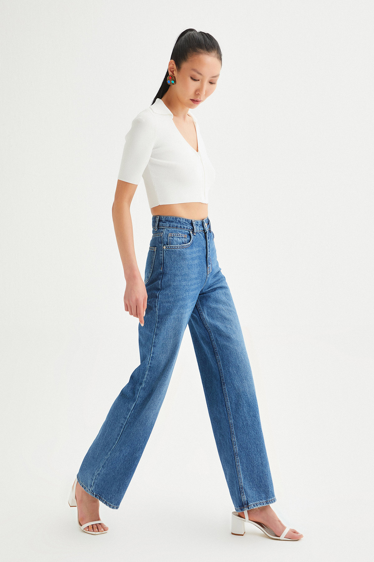 Fermuarlı Crop Triko Bluz | Açelya Okçu 