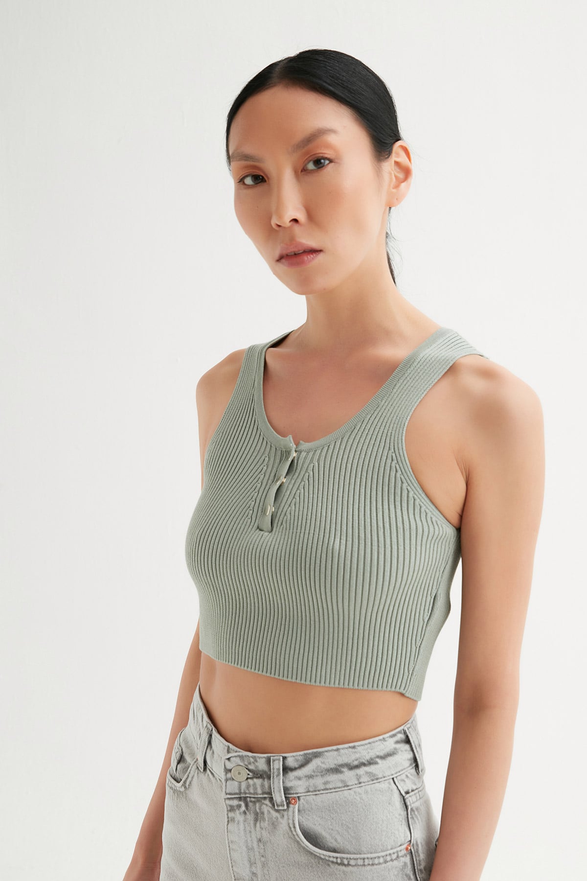 Fitilli Crop Triko Bluz |  