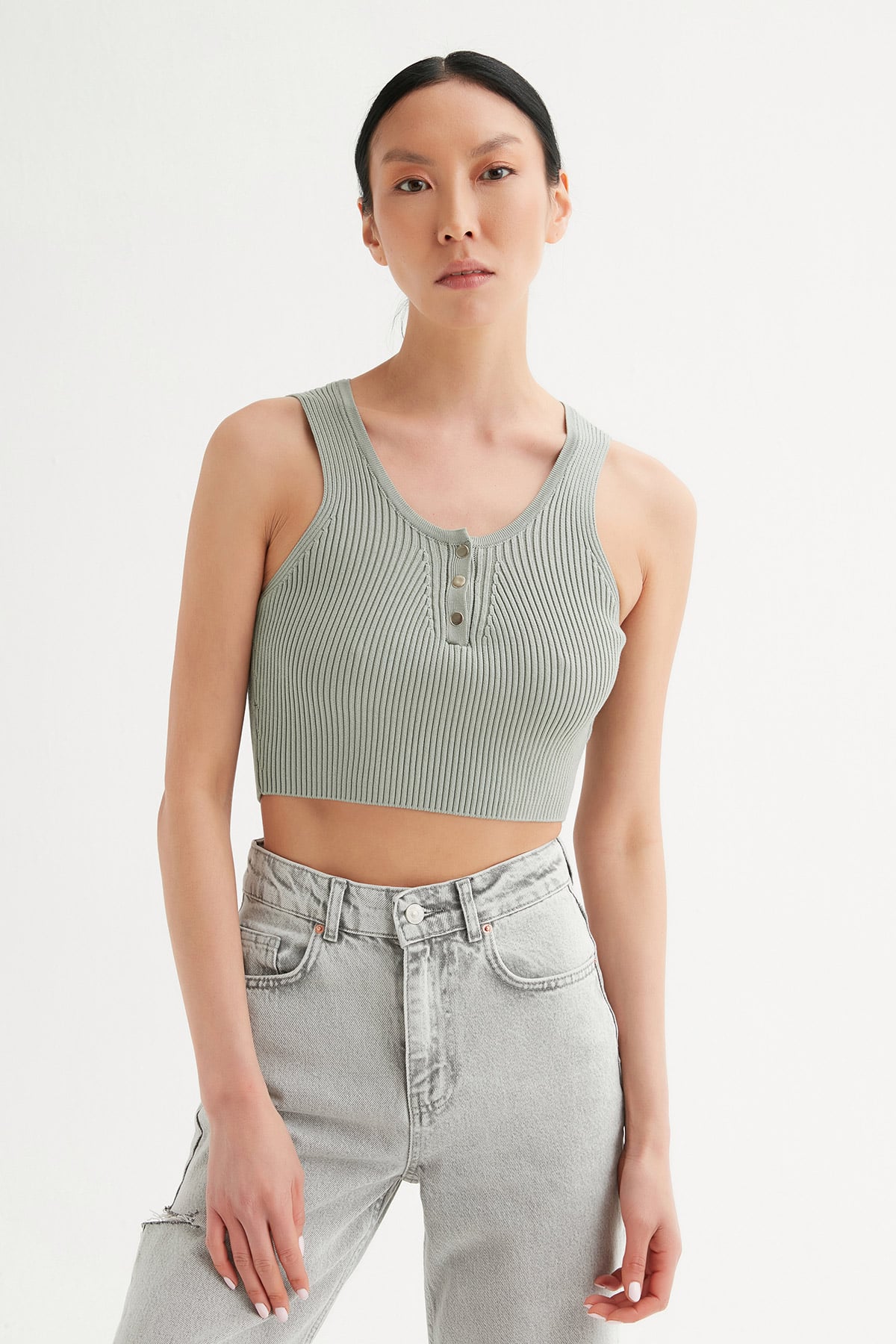 Fitilli Crop Triko Bluz |  