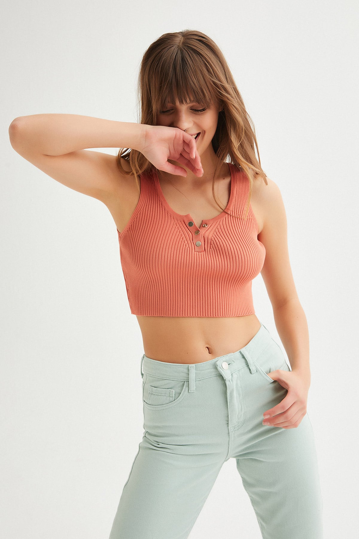 Fitilli Crop Triko Bluz |  