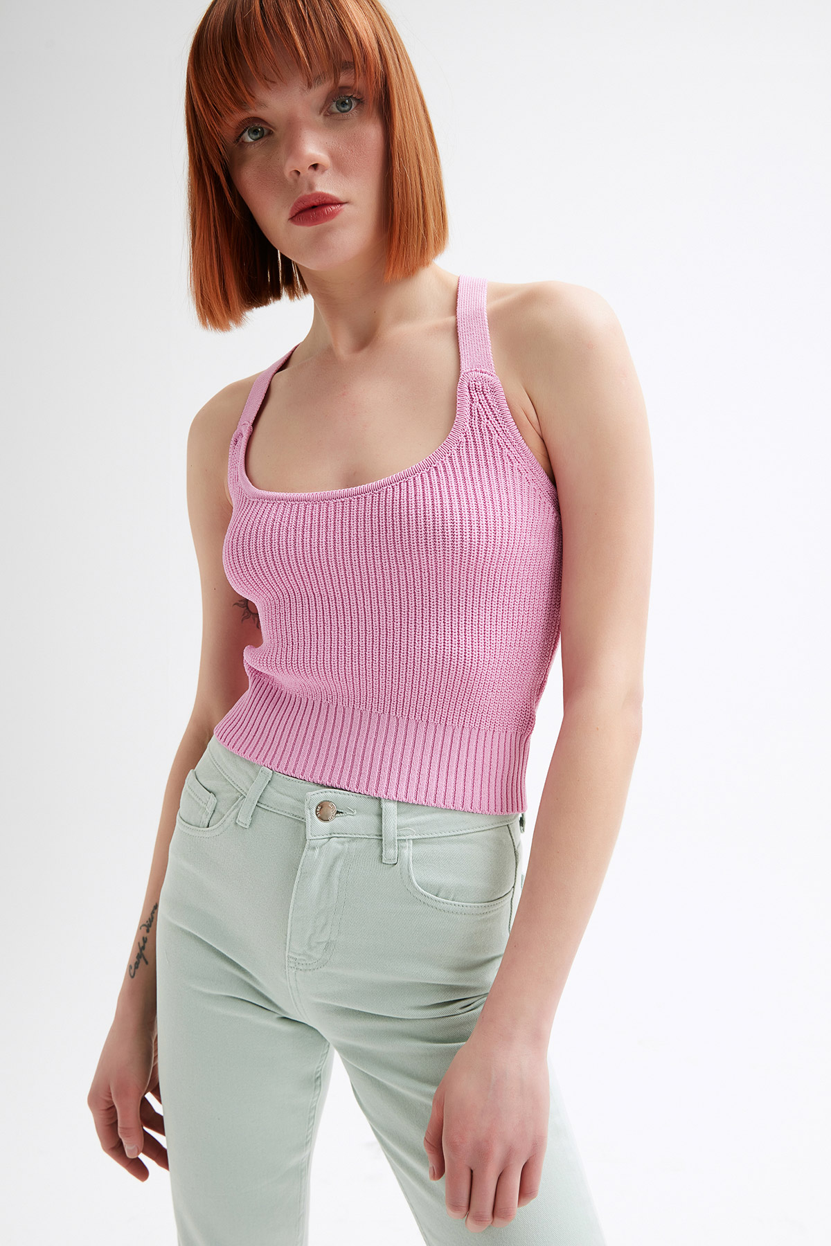 Selanik Örgü Sırtı Çapraz Crop | Açelya Okçu 
