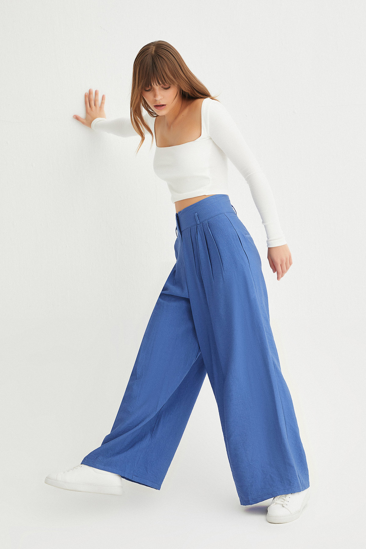 Kare Yaka Fitilli Crop Top | Açelya Okçu 