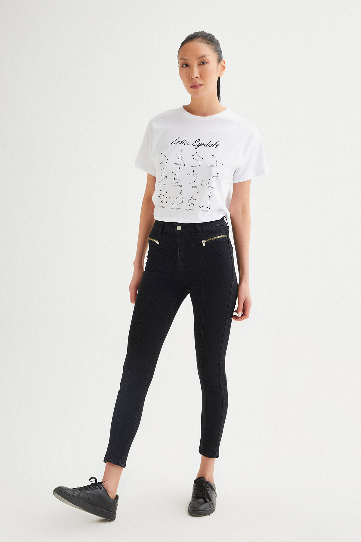 Yüksek Bel Fermuar Detaylı Likralı Skinny Jean | Açelya Okçu 